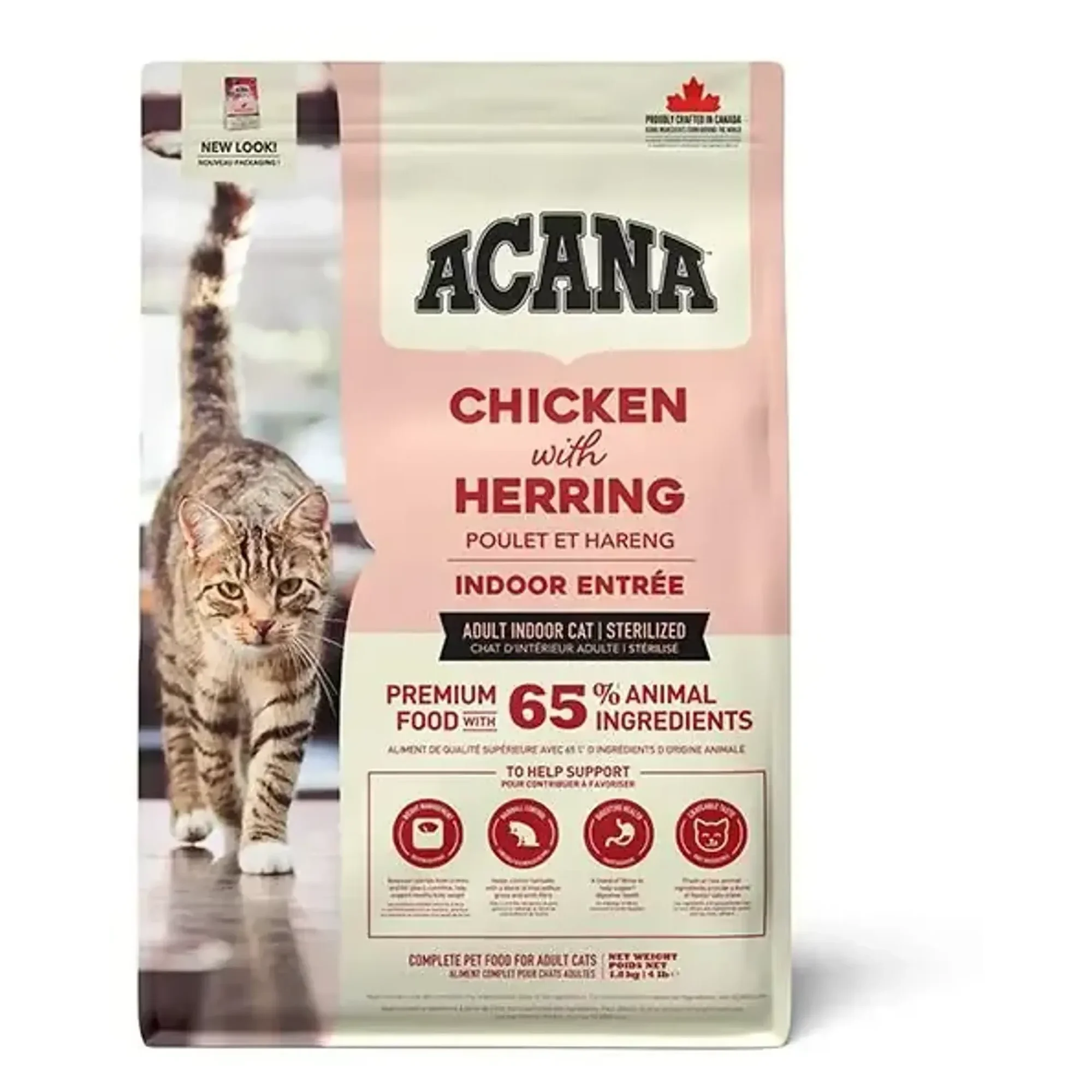 Acana Indoor Entree Hairball Control Tavuklu ve Ringa Balıklı Kısırlaştırılmış Kedi Maması 4.5 KG