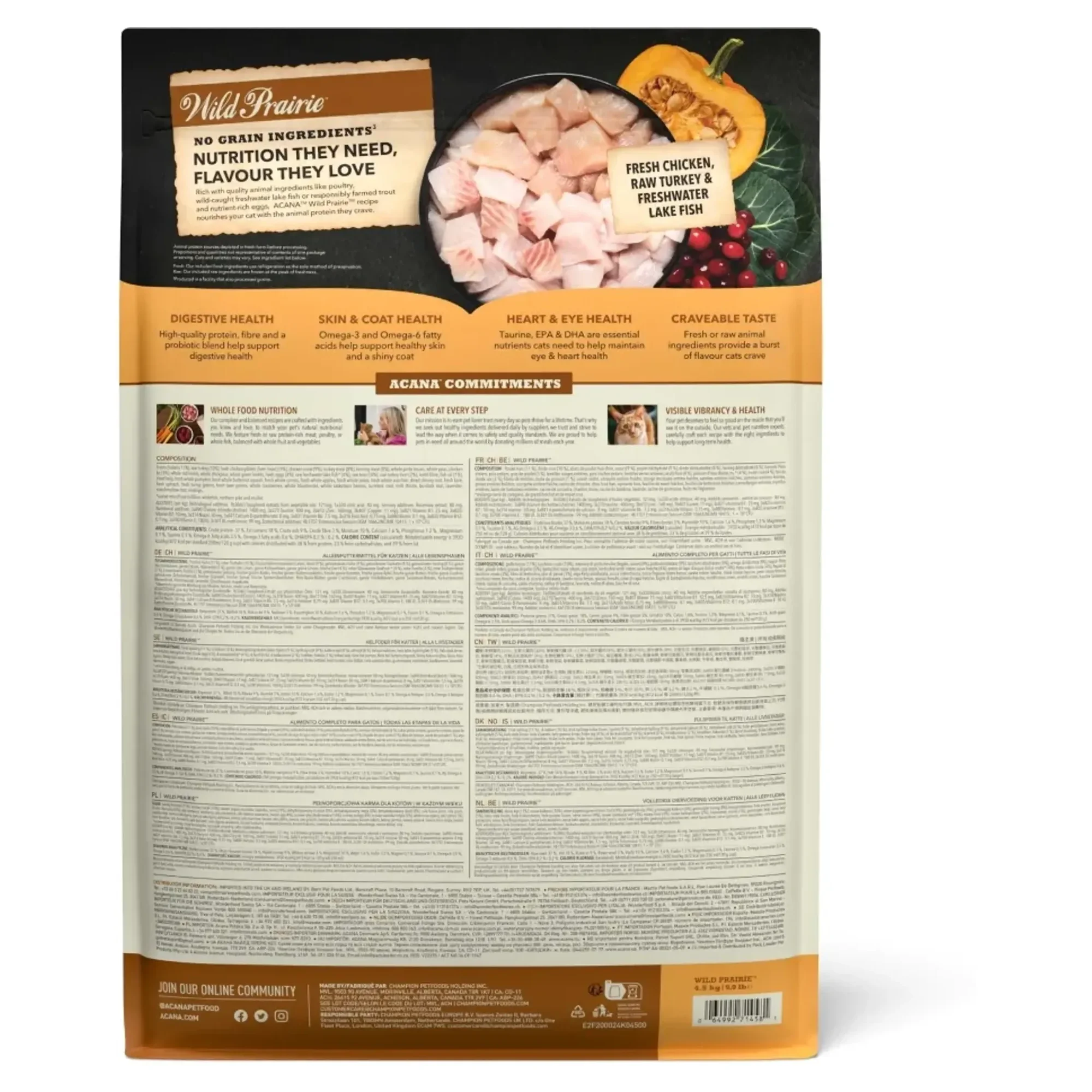 Acana Acana Wild Prairie Tavuklu ve Göl Balıklı Tahılsız Kedi Maması 4.5 KG — Kuru Mama, 4.5 kg — Görsel 2