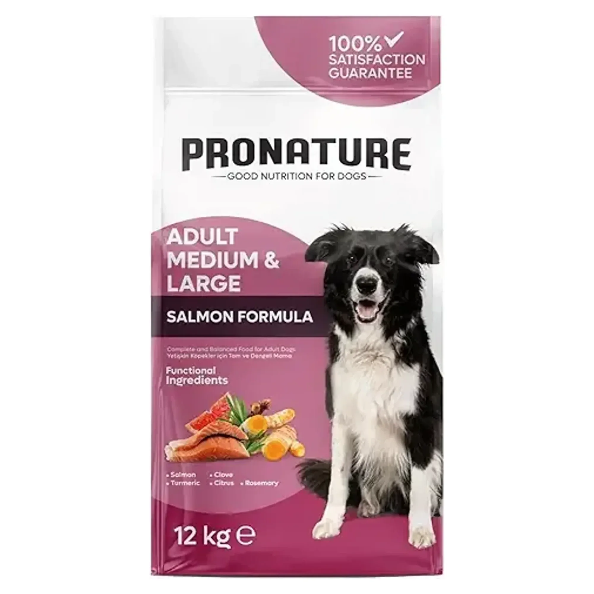Pronature Orta Ve Büyük Irk Yetişkin Kuru Köpek Maması - Somonlu Ve Pirinçli (Derma Shine) - 12KG