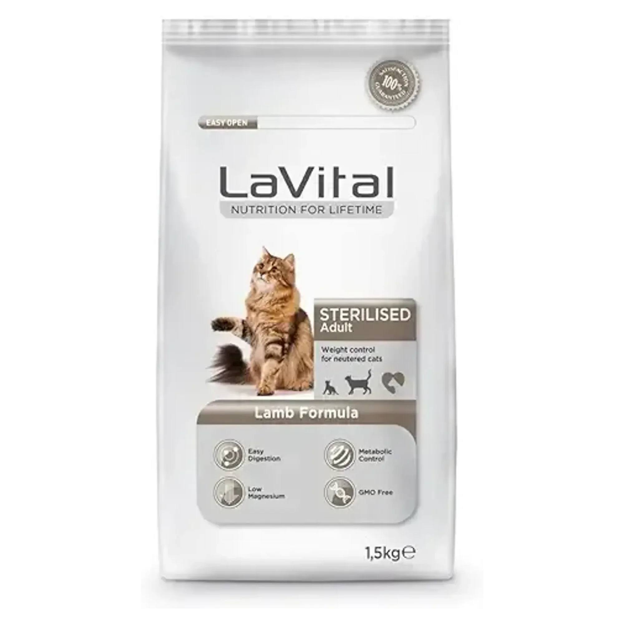 LaVital Kısırlaştırılmış Kuru Kedi Maması (Sterilised Adult) Kuzu Etli 1,5KG