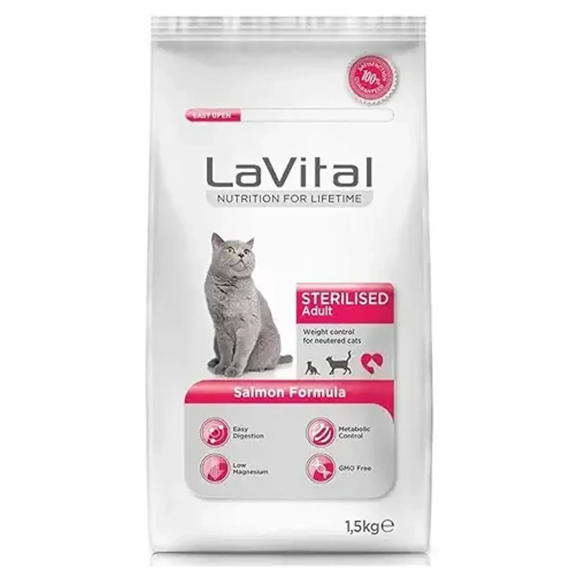 LaVital LaVital Kısırlaştırılmış Kuru Kedi Maması (Sterilised Adult) Somonlu 1,5KG
