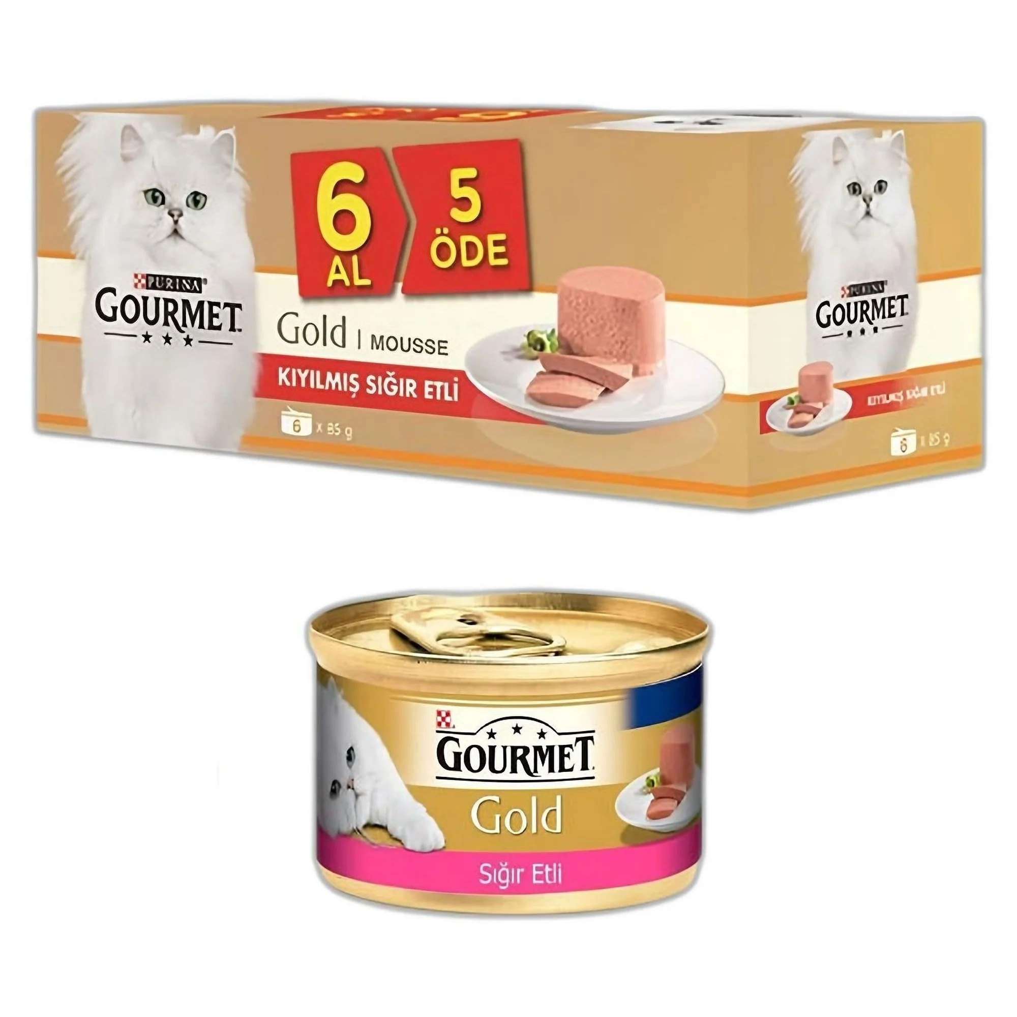 Gourmet Gourmet Gold Kıyılmış Sığır ve Tavuklu Yetişkin Kedi Yaş Mama 6x85 G