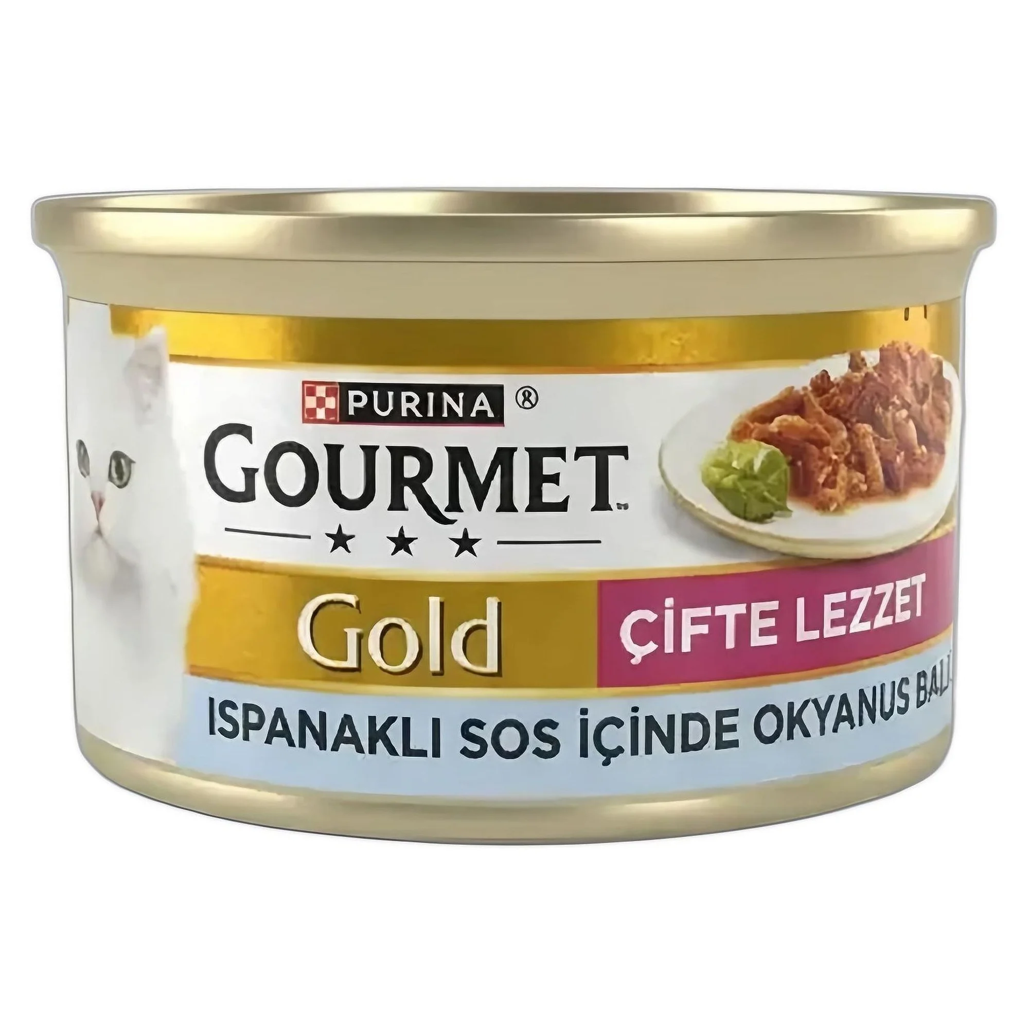 Gourmet Gourmet Gold Parça Etli Çifte Lezzet Okyanus Balığı & Ispanaklı Yaş Kedi Maması 85 G