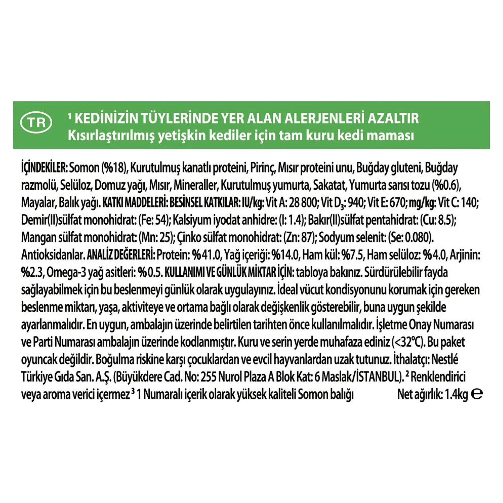 Pro Plan Pro Plan LiveClear Sterilised Somonlu Kısırlaştırılmış Yetişkin Kedi Maması 1.4 KG — 1.6 kg — Görsel 3