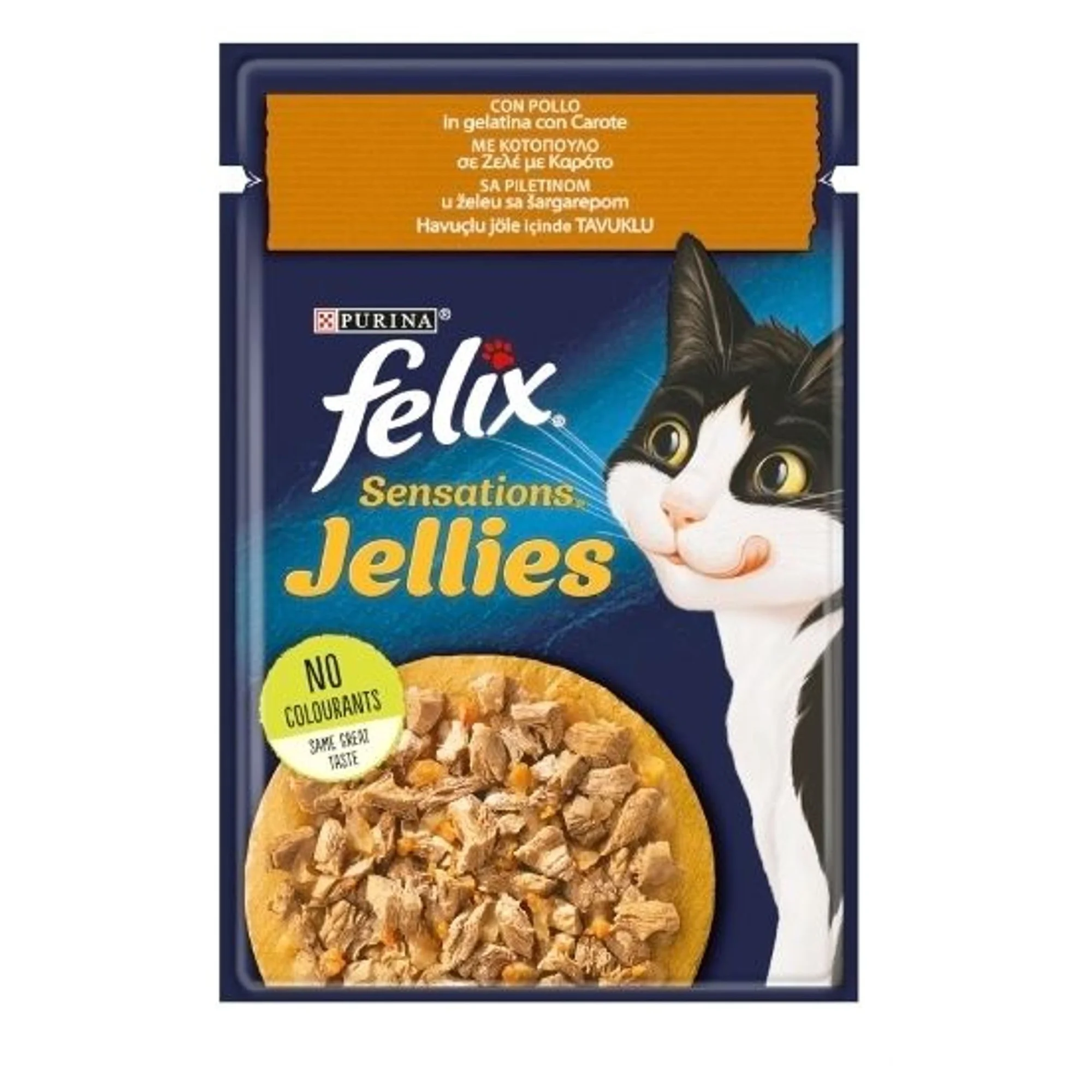 Felix Felix Sensation Jellies Tavuklu ve Havuçlu Yaş Yetişkin Kedi Maması 85 G