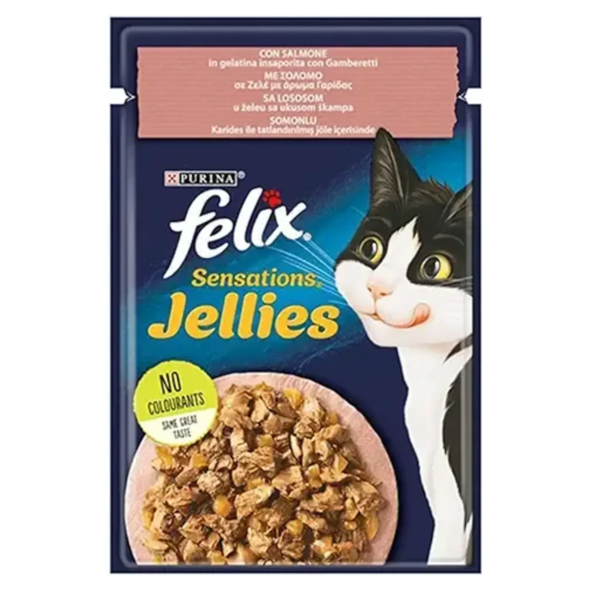 Felix Felix Sensation Jellies Somonlu ve Karidesli Yaş Yetişkin Kedi Maması 85 G
