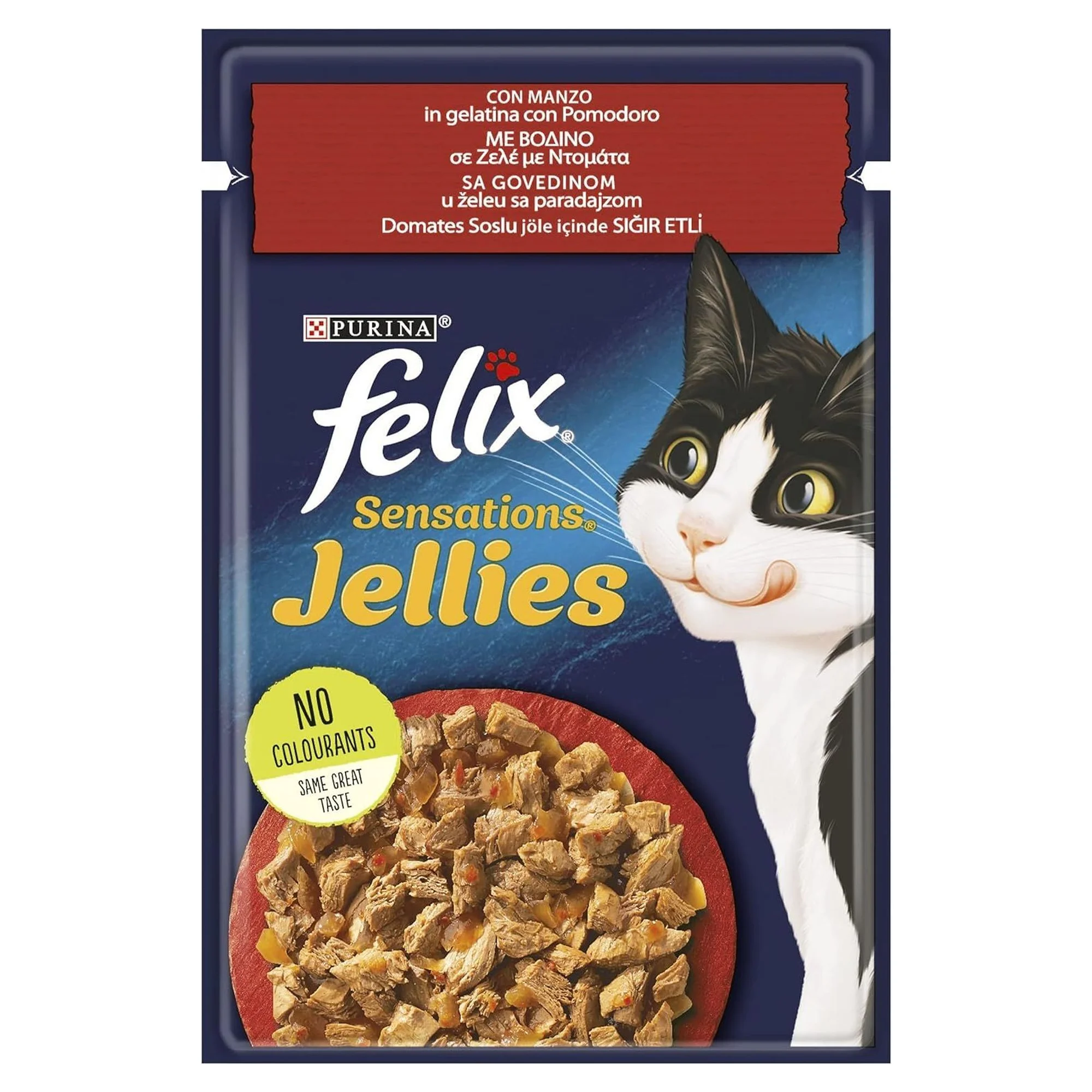 Felix Felix Sensations Jellies Sığır Etli ve Domatesli Yaş Yetişkin Kedi Maması 85 G