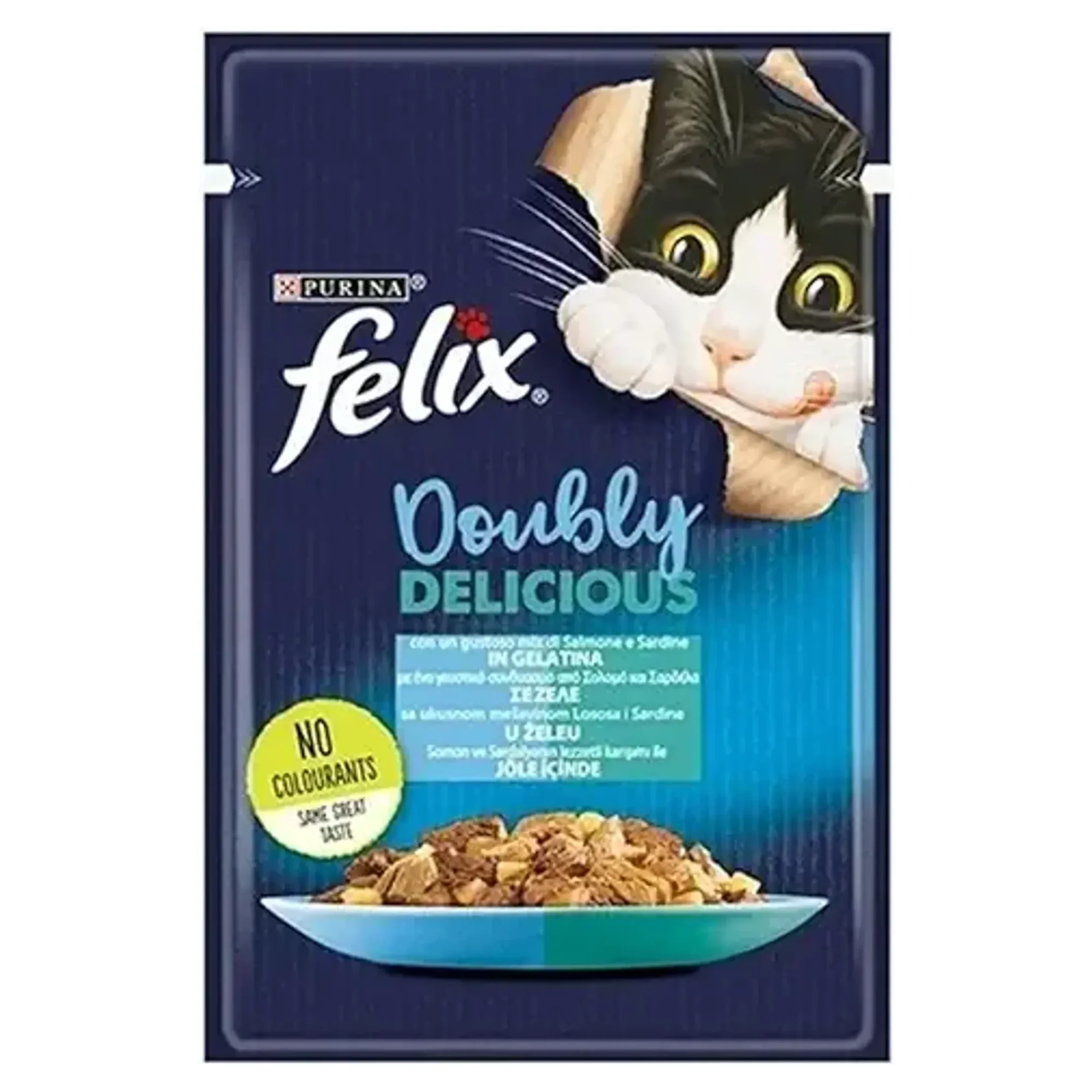 Felix Felix Pouch Çifte Lezzet Somonlu ve Sardalyalı Yaş Yetişkin Kedi Maması 85 G