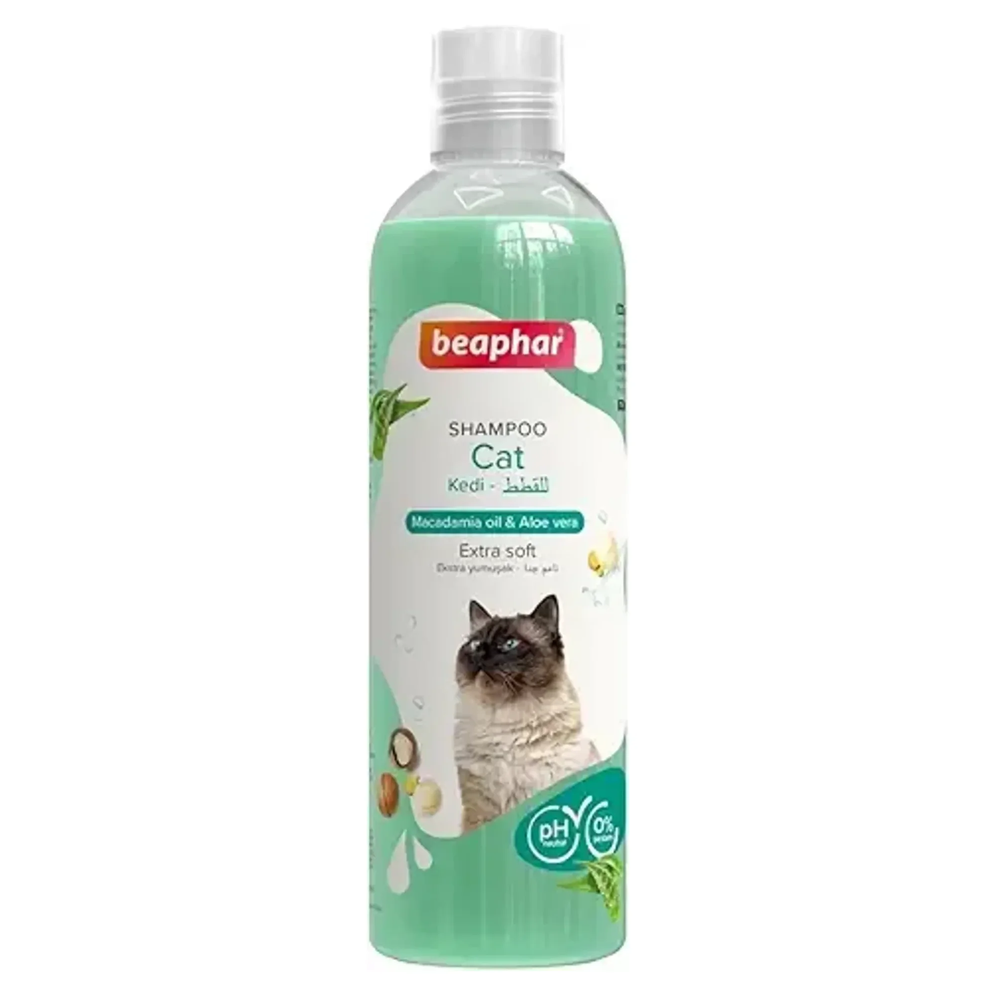 Beaphar Kedi Şampuanı - Extra Yumuşak Tüyler için - Makademya Yağı & Aloe Vera - 250mL