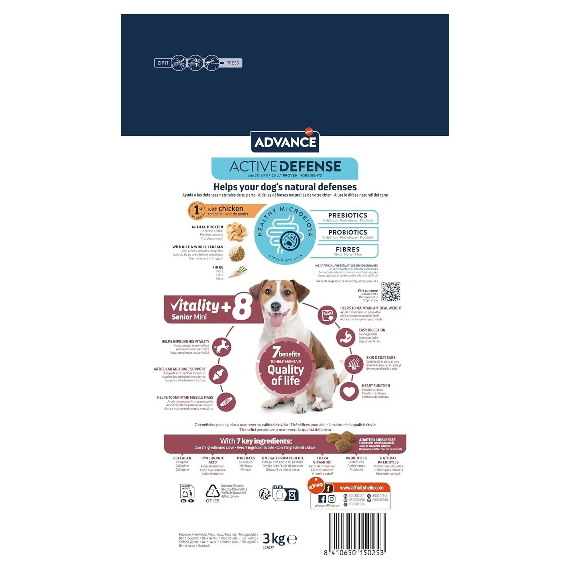 Advance Vitality +8 Tavuklu Mini Irk Yaşlı Köpek Maması 3 KG — Hassas Sindirim, 3.2 kg — Görsel 3
