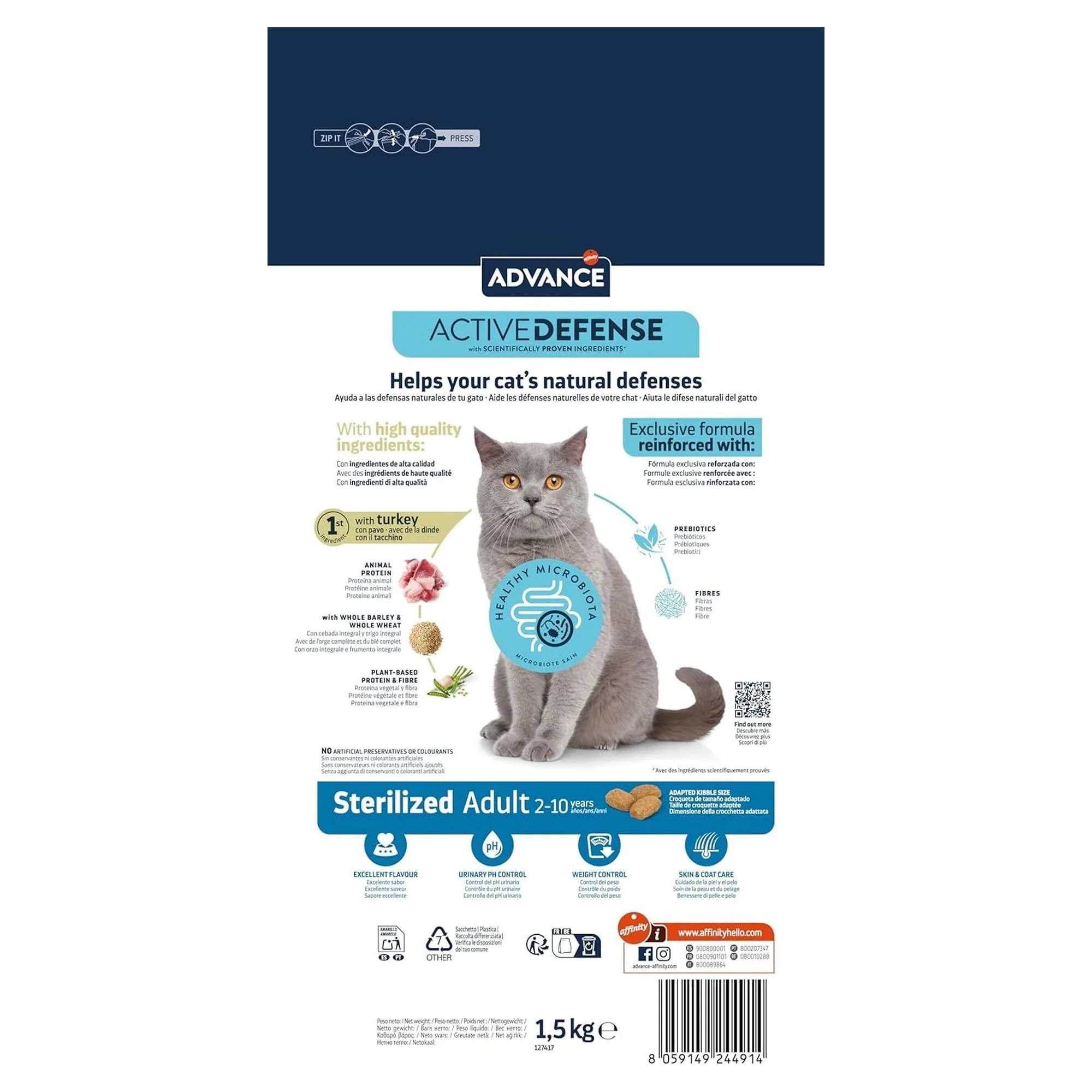 Advance Hindili Kısırlaştırılmış Yetişkin Kedi Maması 1.5 KG — Kuru Mama, 1.6 kg — Görsel 2