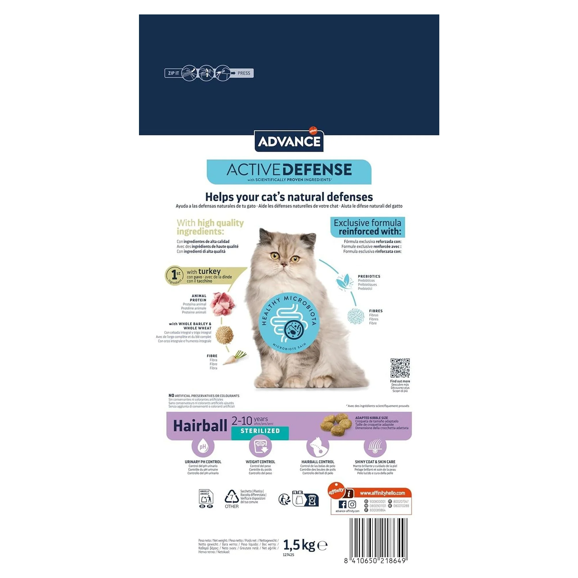 Advance Tüy Yumağı Engelleyici Hindili Kısırlaştırılmış Yetişkin Kedi Maması 1.5 KG — 1.6 kg — Görsel 3