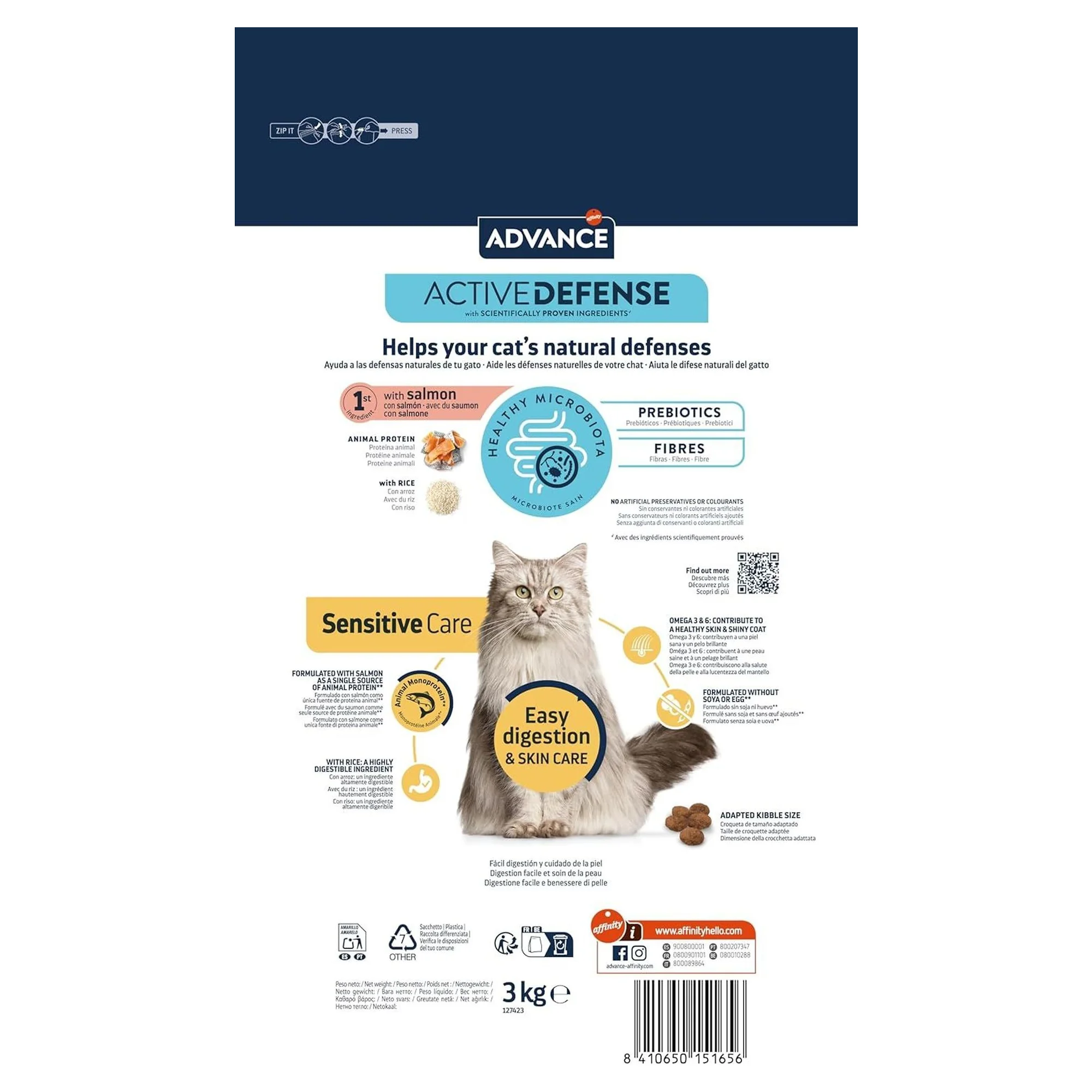 Advance Sensitive Hassas Sindirim için Somonlu Yetişkin Kedi Maması 3 KG — 3 kg — Görsel 2