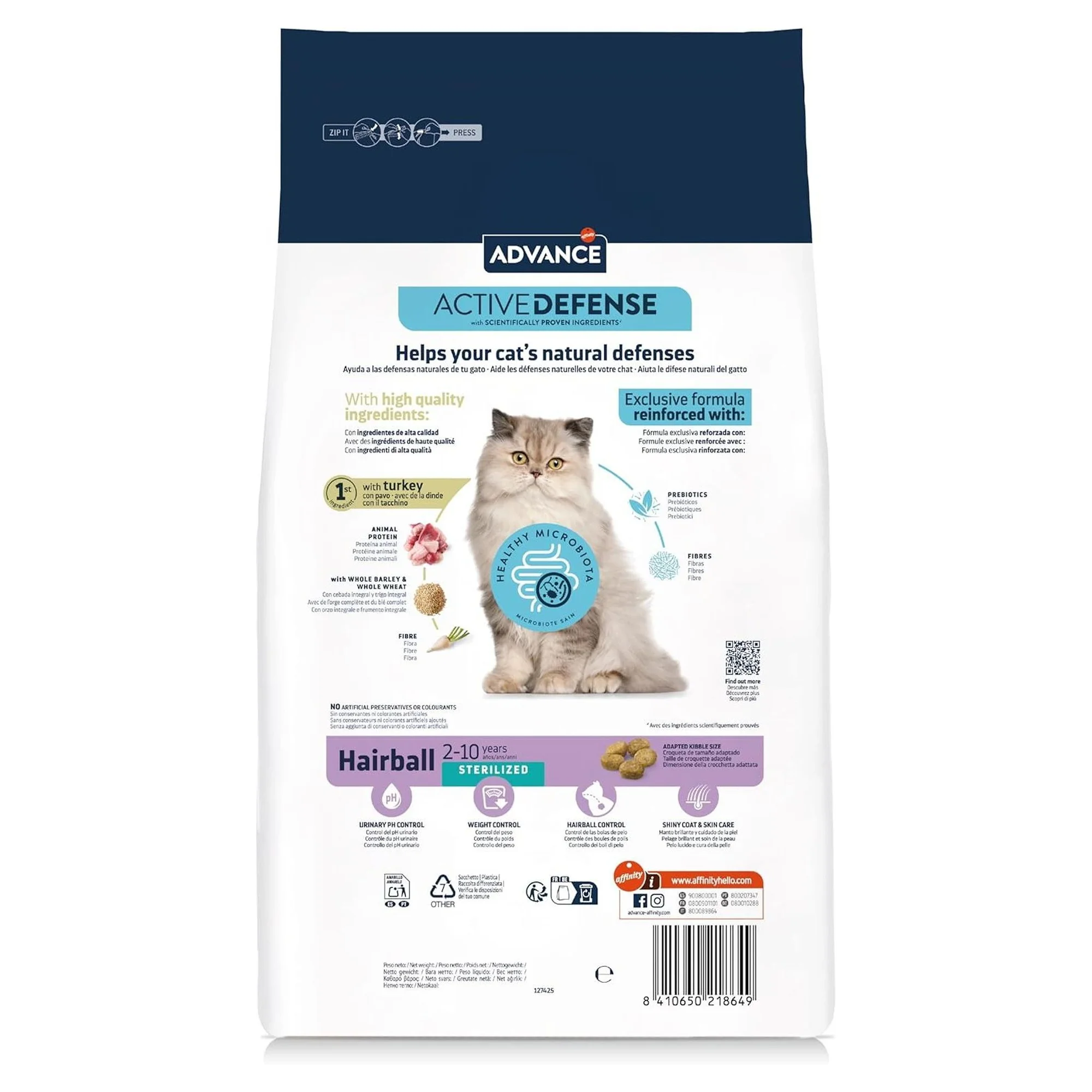 Advance Tüy yumağı Engelleyici Hindili Kısırlaştırılmış Yetişkin Kedi Maması 10 KG — 10.2 kg — Görsel 2