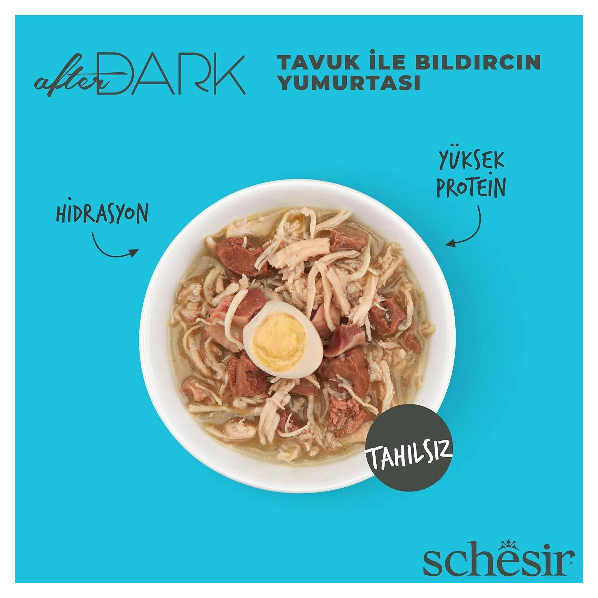 Schesir After Dark Tavuk ile Bıldırcın Yumurtası Et Suyunda Yetişkin Kedi Konservesi 80G — Normal, 90 g — Görsel 2