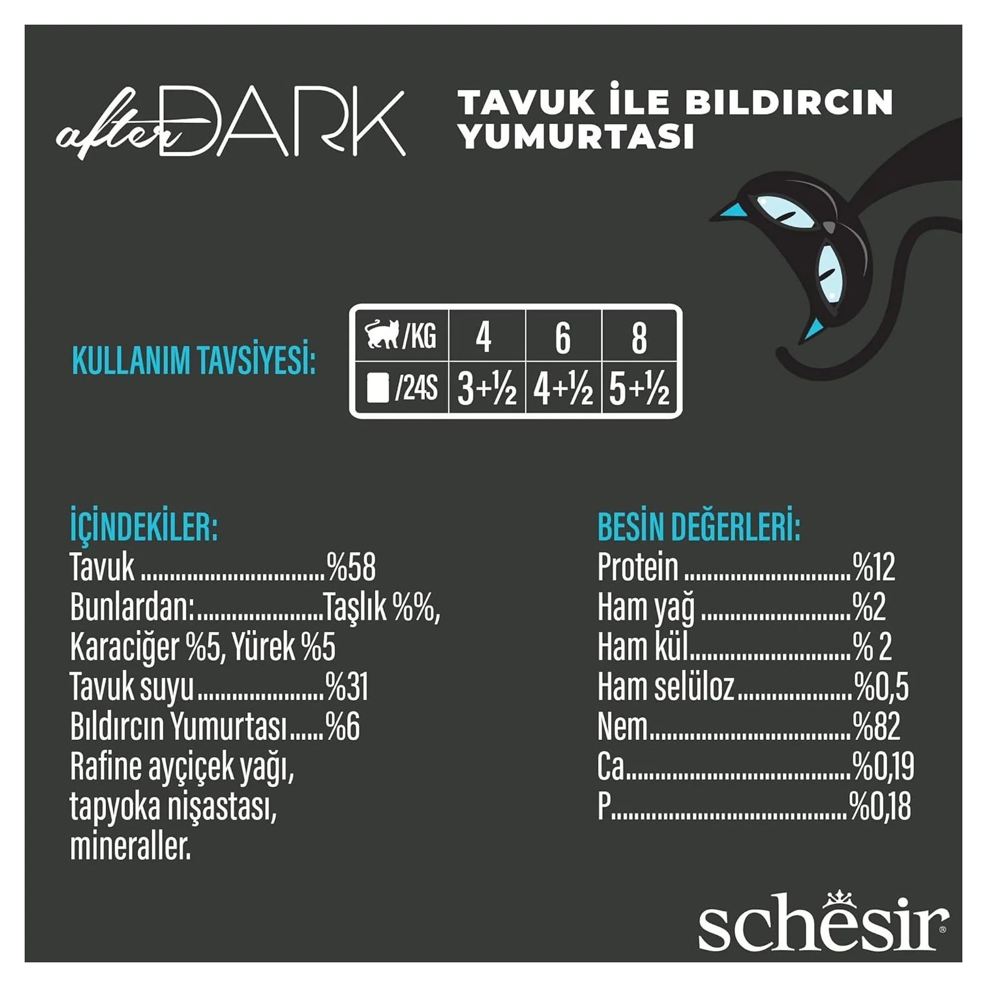 Schesir After Dark Tavuk ile Bıldırcın Yumurtası Et Suyunda Yetişkin Kedi Konservesi 80G — Normal, 90 g — Görsel 4