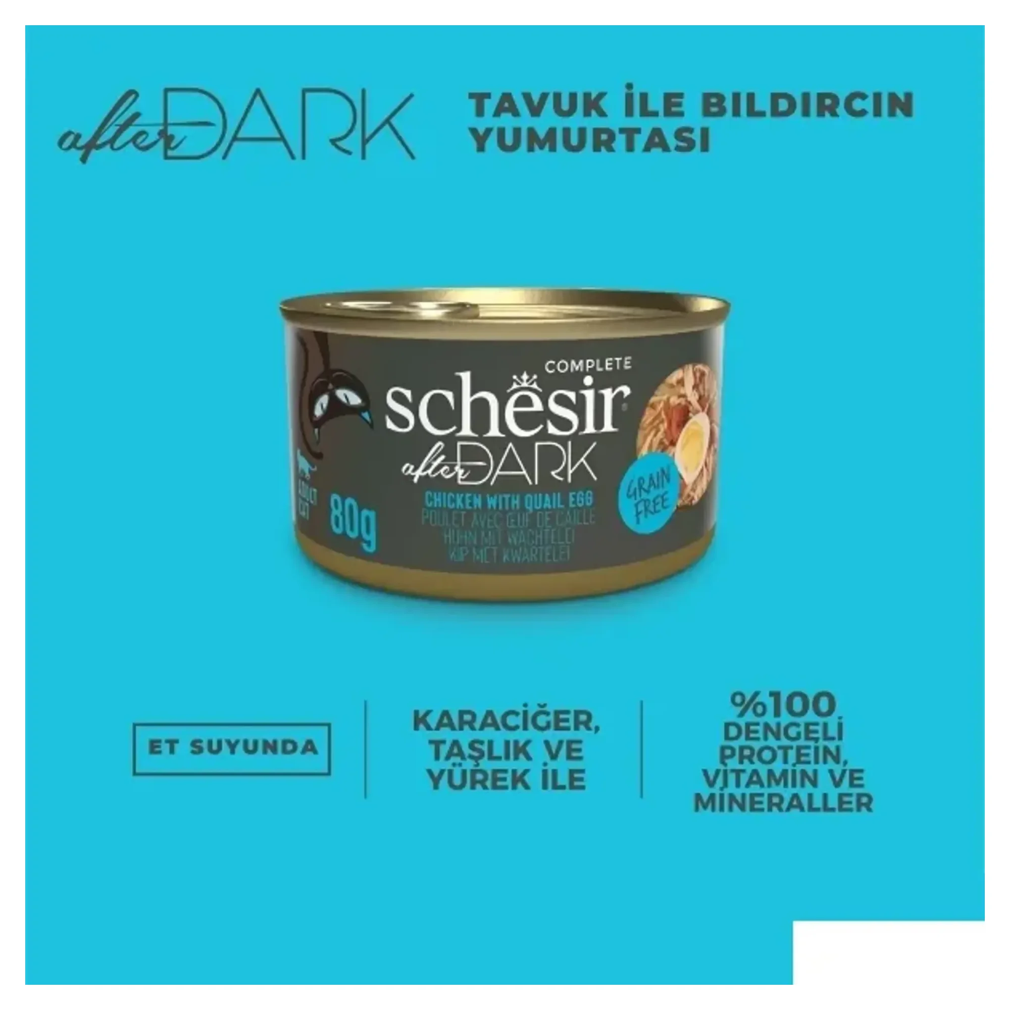 Schesir Schesir After Dark Tavuk ile Bıldırcın Yumurtası Et Suyunda Yetişkin Kedi Konservesi 80G — Normal, 90 g — Görsel 5