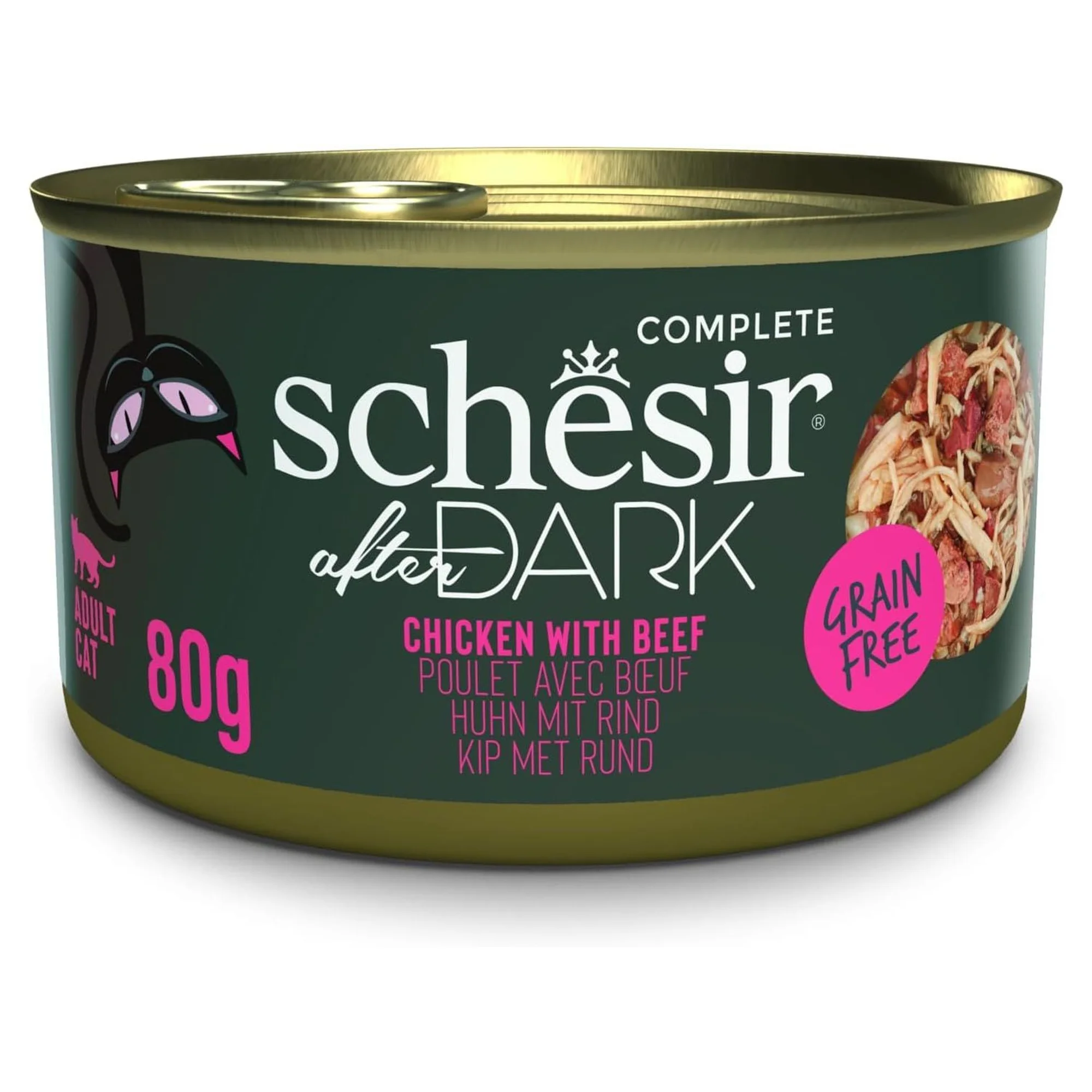 Schesir After Dark Tavuk ile Sığır Et Suyunda Yetişkin Kedi Konservesi 80G
