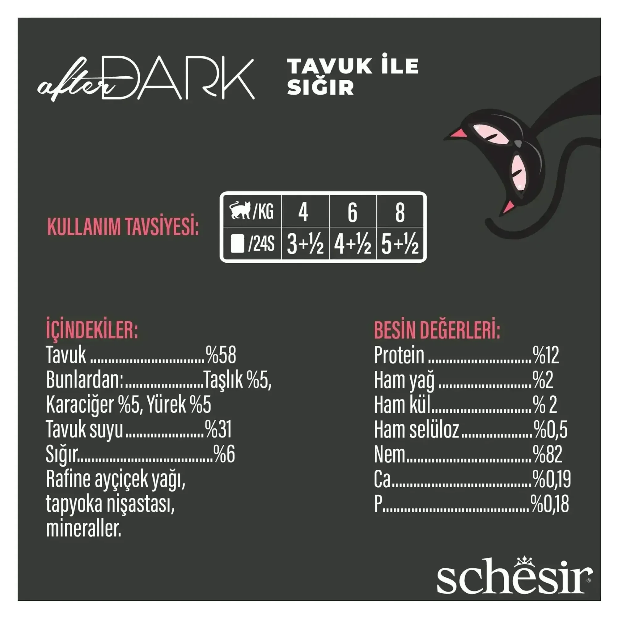 Schesir Schesir After Dark Tavuk ile Sığır Et Suyunda Yetişkin Kedi Konservesi 80G — Normal, 90 g — Görsel 2