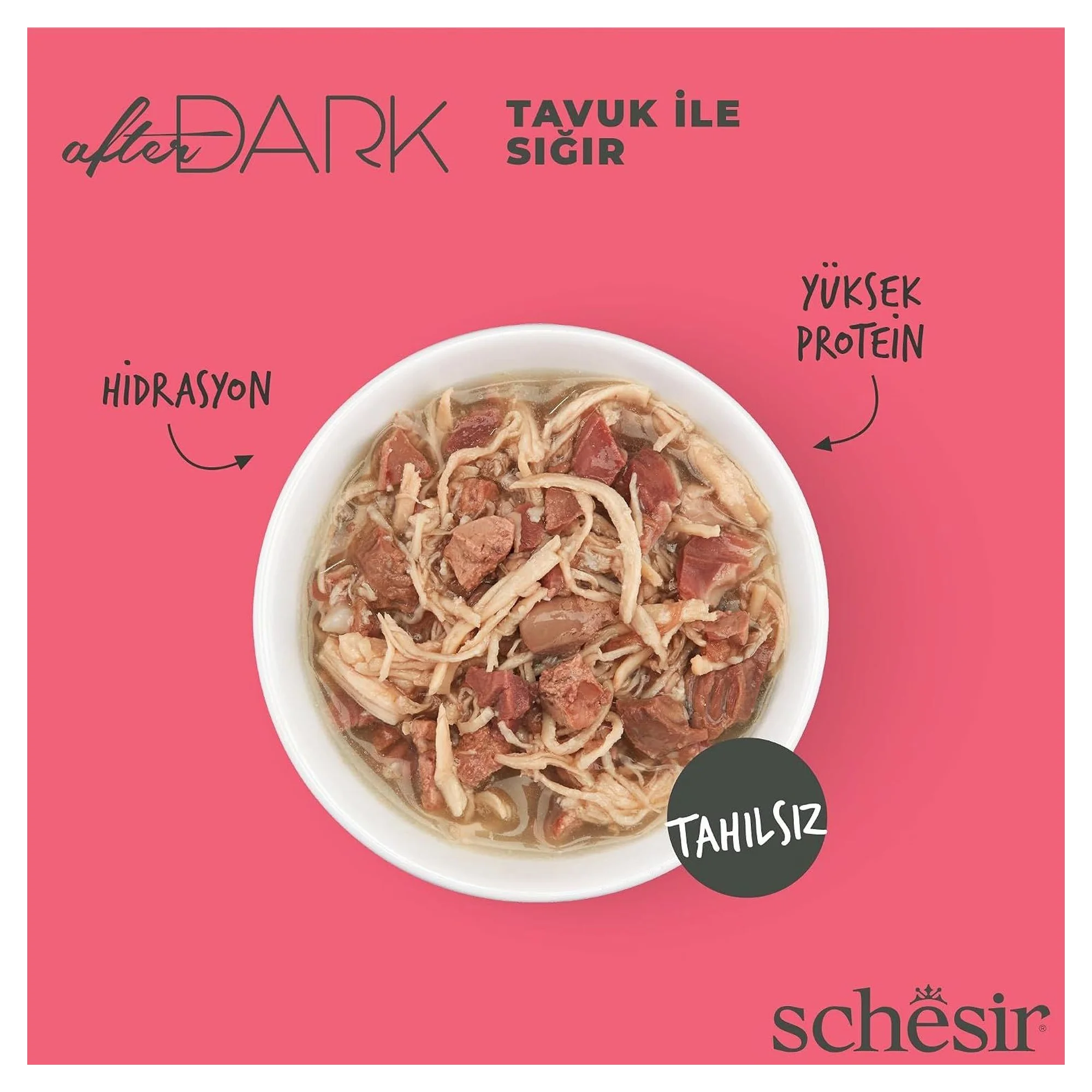 Schesir After Dark Tavuk ile Sığır Et Suyunda Yetişkin Kedi Konservesi 80G — Normal, 90 g — Görsel 2