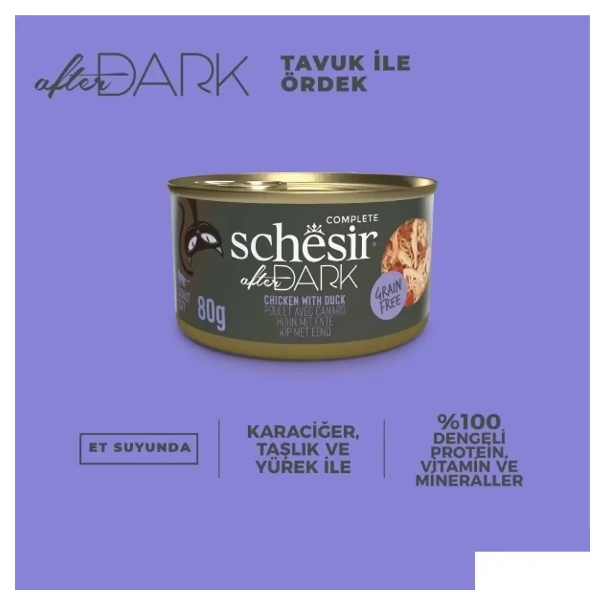 Schesir Schesir After Dark Tavuk ile Ördek Et Suyunda Yetişkin Kedi Konservesi 80G — Normal — Görsel 5