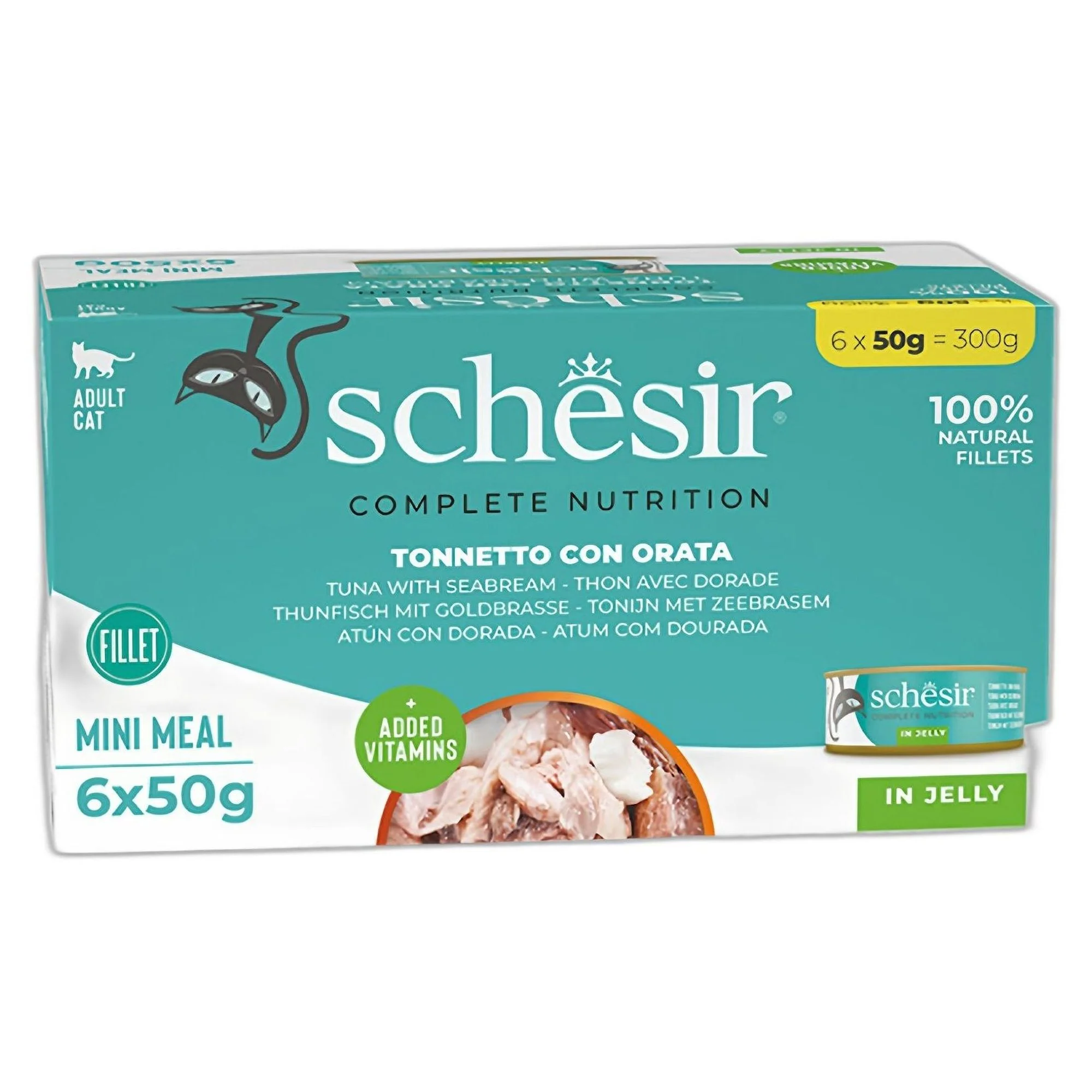 Schesir Schesir Ton Balığı ve Çipura Jöle İçinde Yetişkin Kedi Yaş Mama 6x50 G
