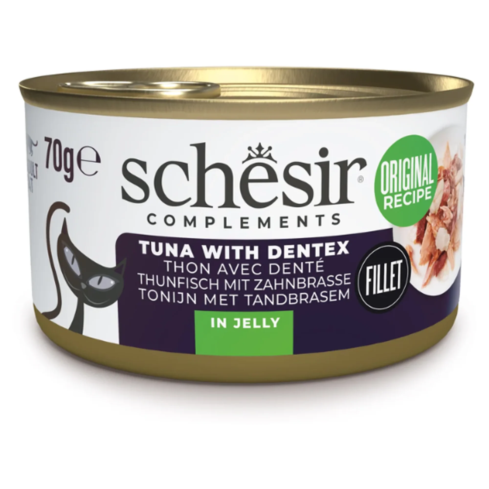 Schesir Schesir Tamamlayıcı Ton ve Sinarit Balıklı Jöle İçinde Kedi Konservesi 70G