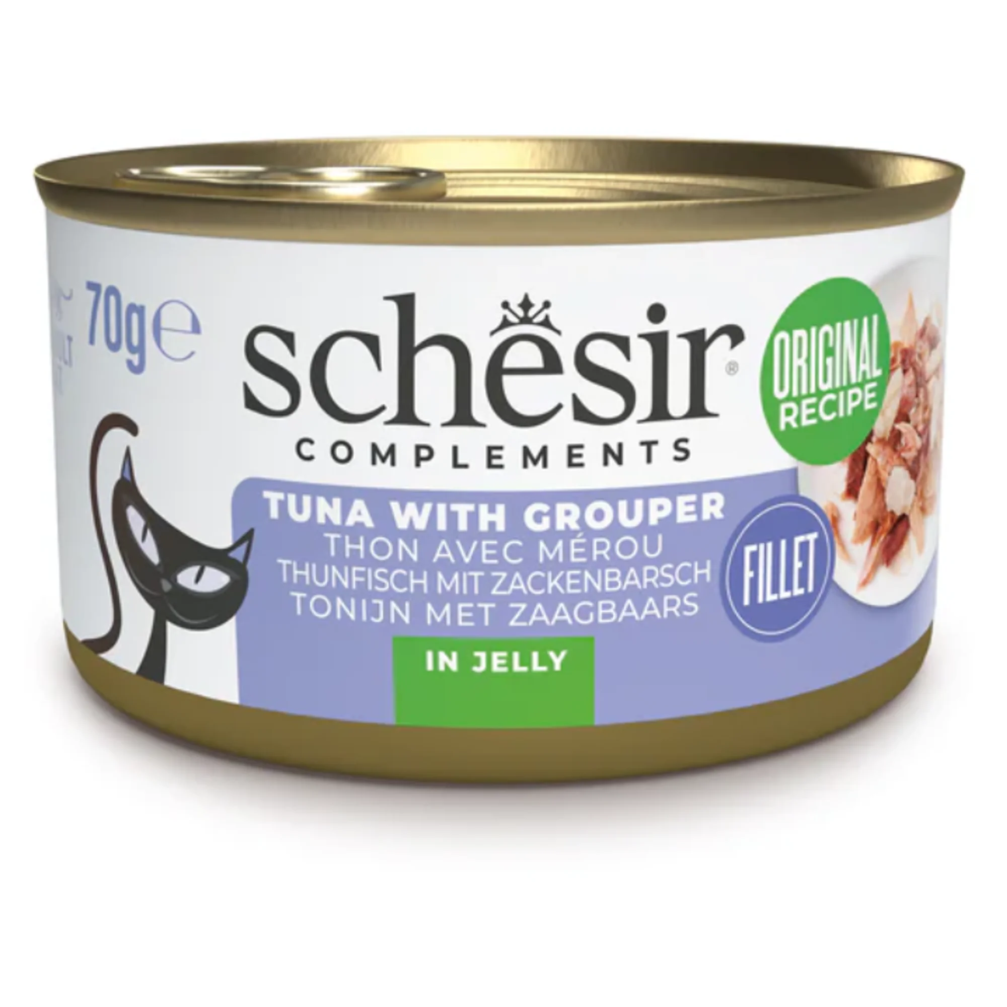 Schesir Schesir Tamamlayıcı Ton ve Orfoz Balıklı Jöle İçinde Kedi Konservesi 70G