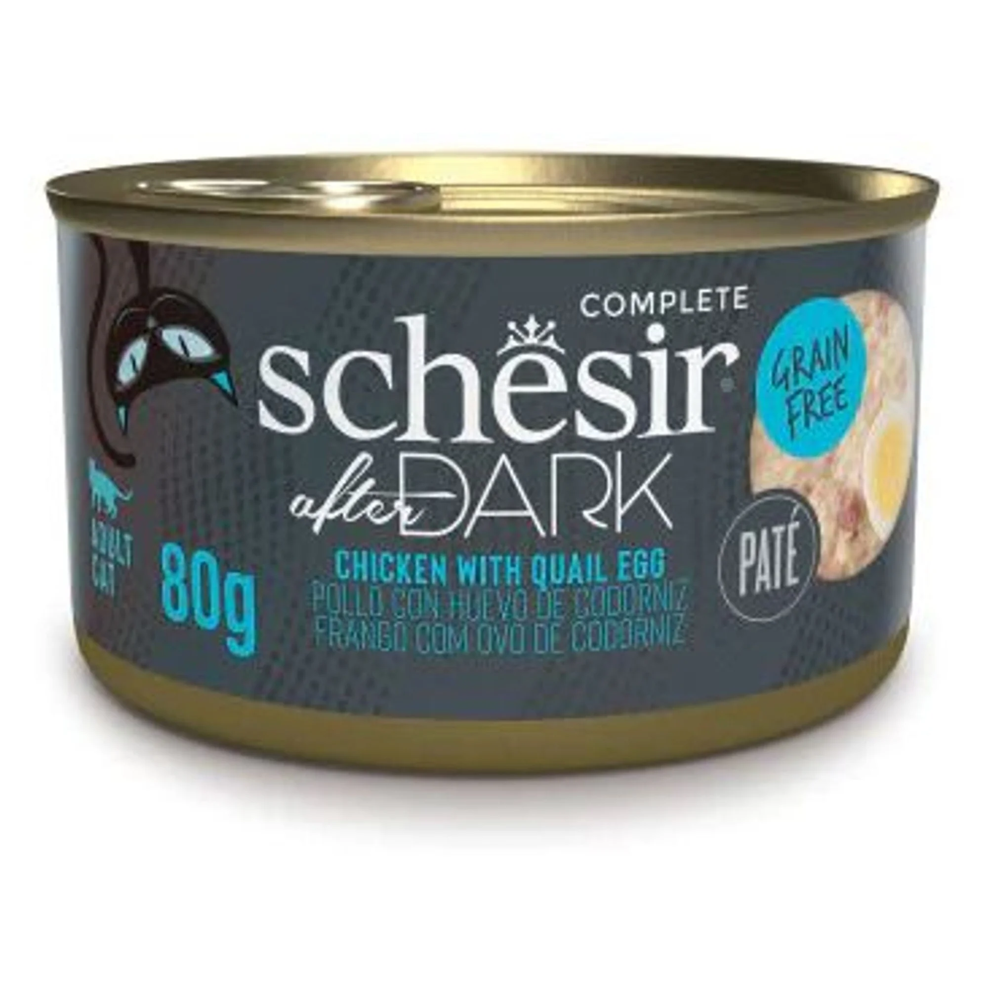 Schesir Schesir After Dark Pate Tavuklu ve Bıldırcın Yumurtalı Yetişkin Konserve Kedi Maması 80 G