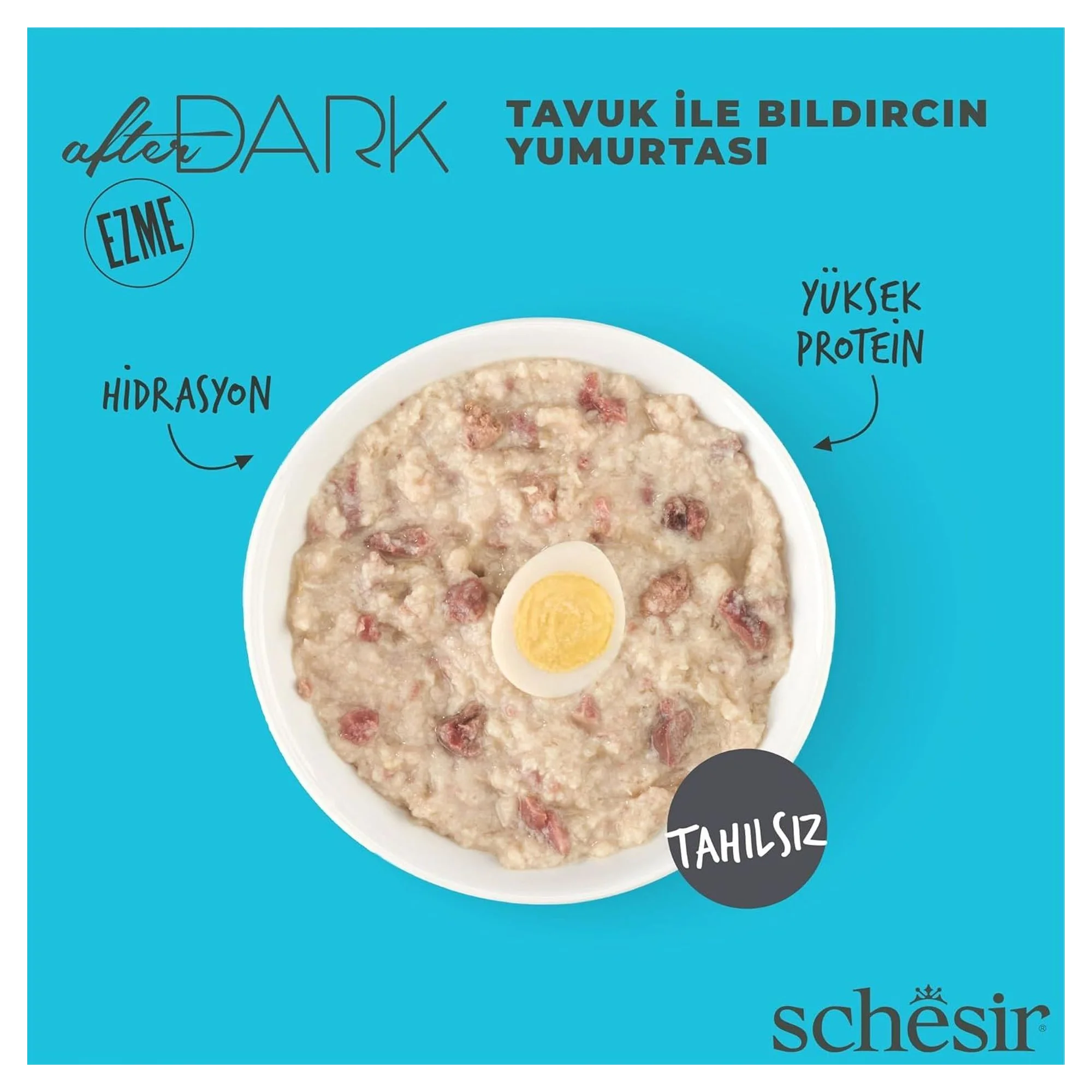 Schesir After Dark Pate Tavuklu ve Bıldırcın Yumurtalı Yetişkin Konserve Kedi Maması 80 G — Normal, 90 g — Görsel 2