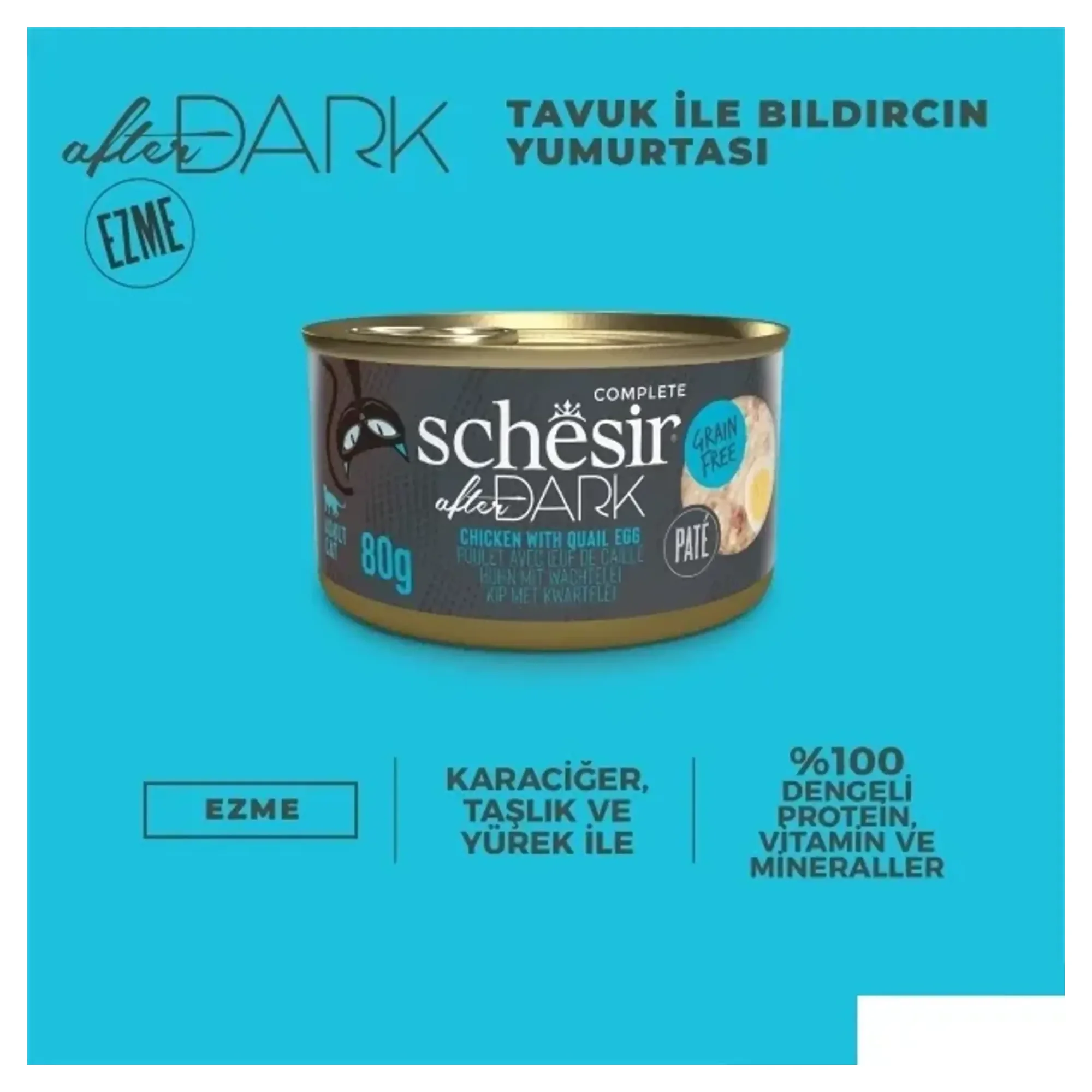 Schesir Schesir After Dark Pate Tavuklu ve Bıldırcın Yumurtalı Yetişkin Konserve Kedi Maması 80 G — Normal, 90 g — Görsel 4