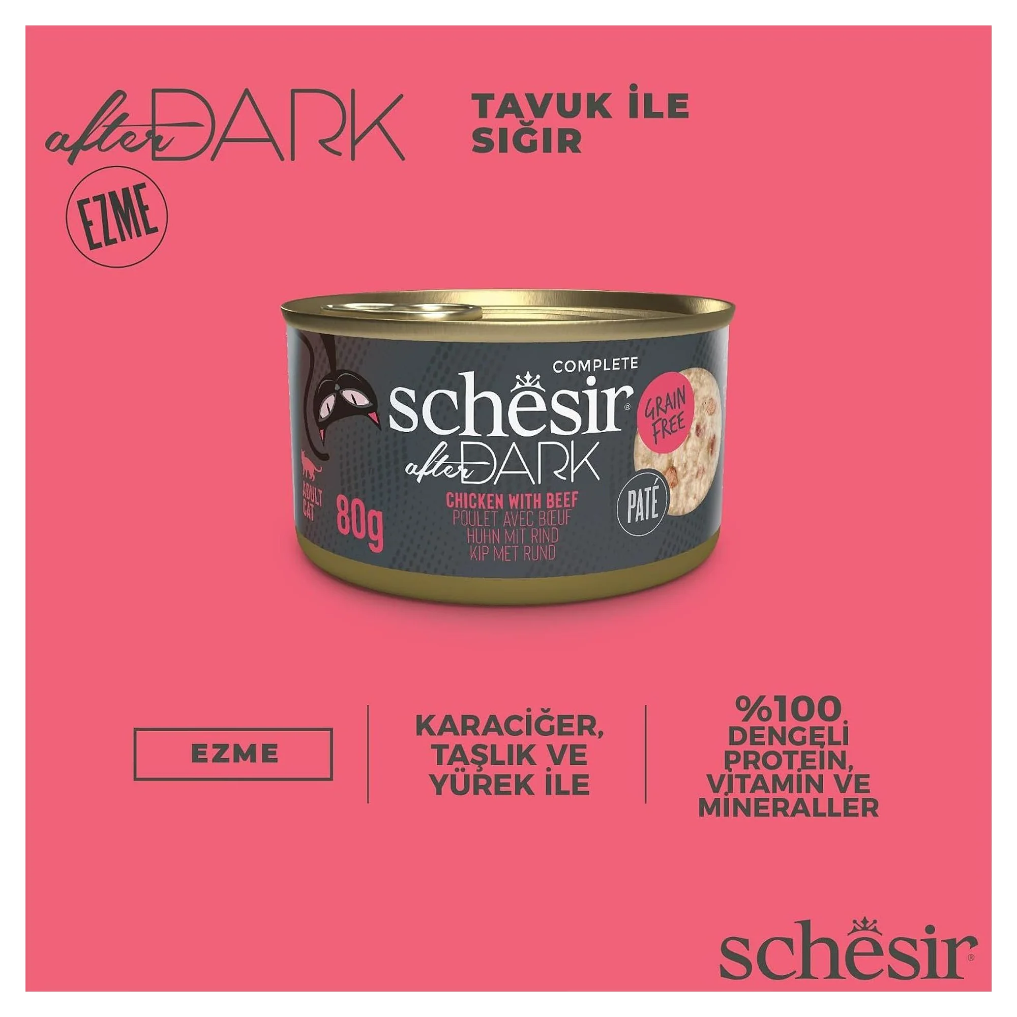 Schesir After Dark Pate Tavuk ve Sığır Etli Yetişkin Kedi Konservesi 80 G — Normal, 90 g — Görsel 3