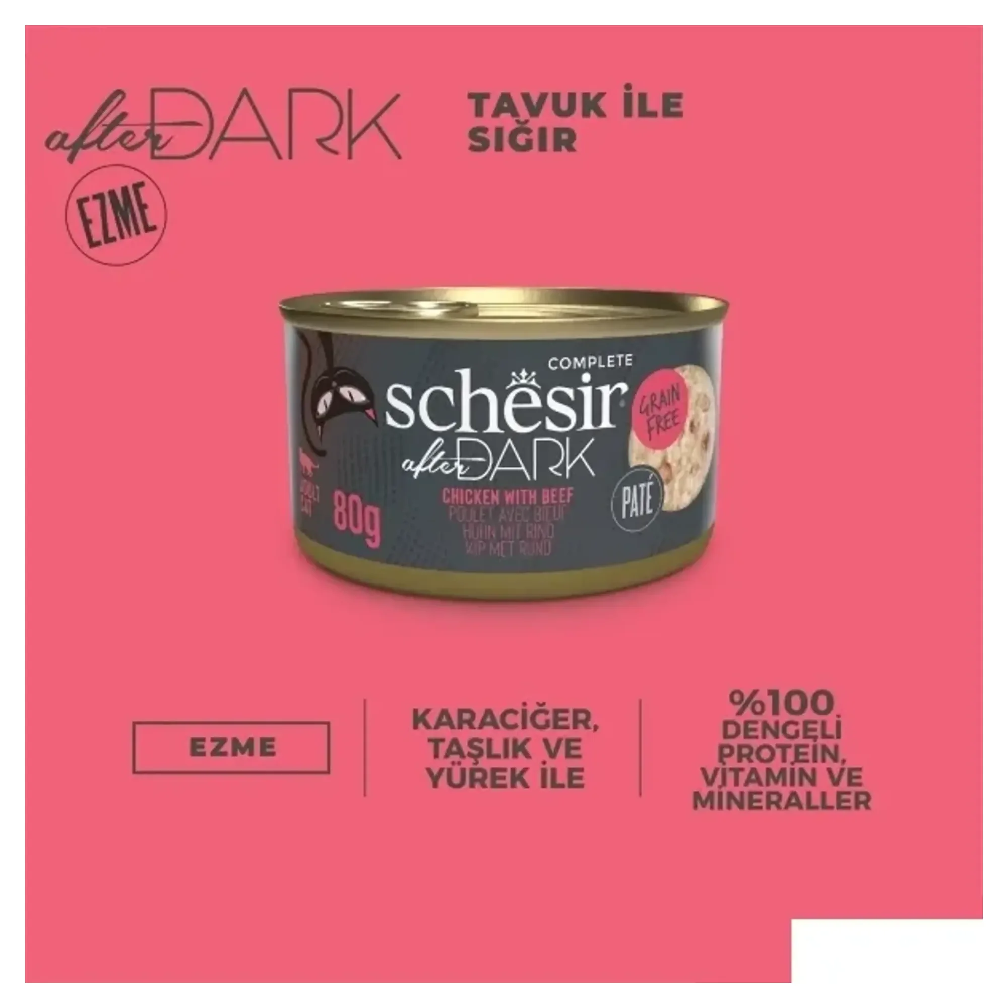 Schesir Schesir After Dark Pate Tavuk ve Sığır Etli Yetişkin Kedi Konservesi 80 G — Normal, 90 g — Görsel 4