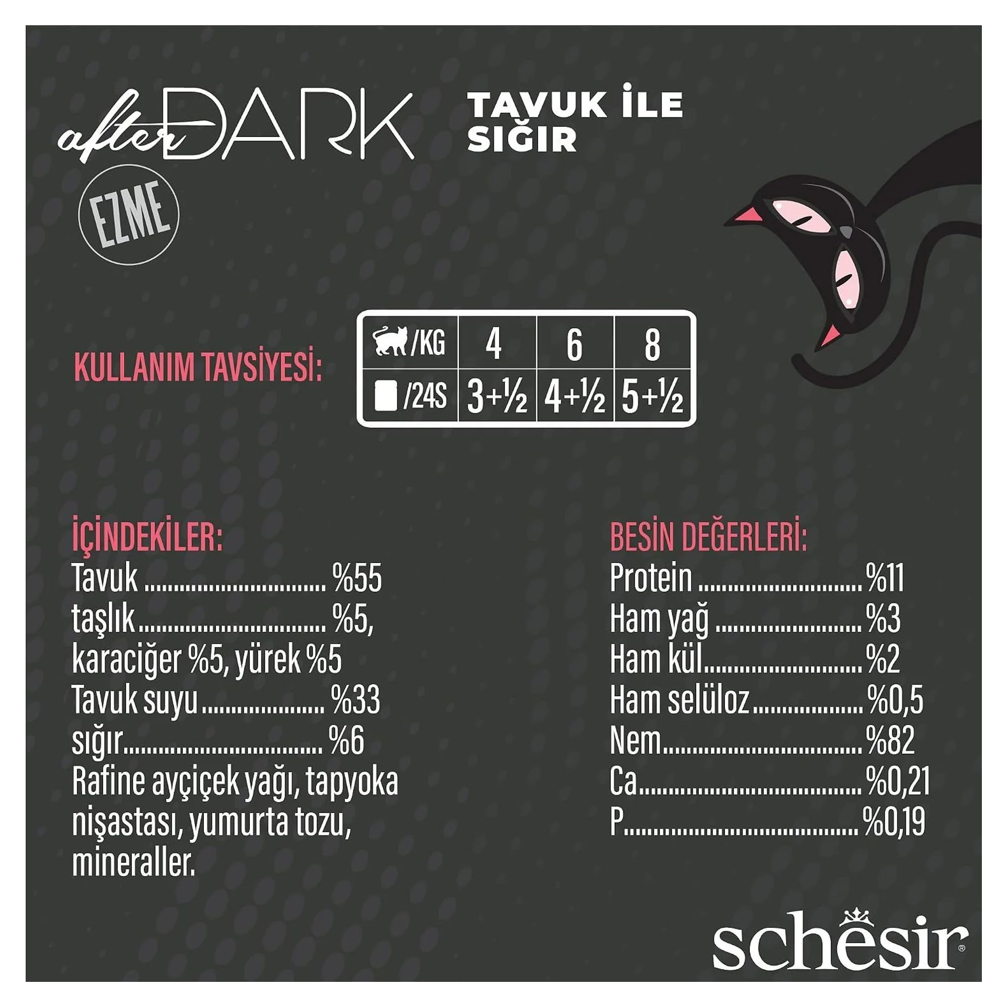Schesir After Dark Pate Tavuk ve Sığır Etli Yetişkin Kedi Konservesi 80 G — Normal, 90 g — Görsel 4