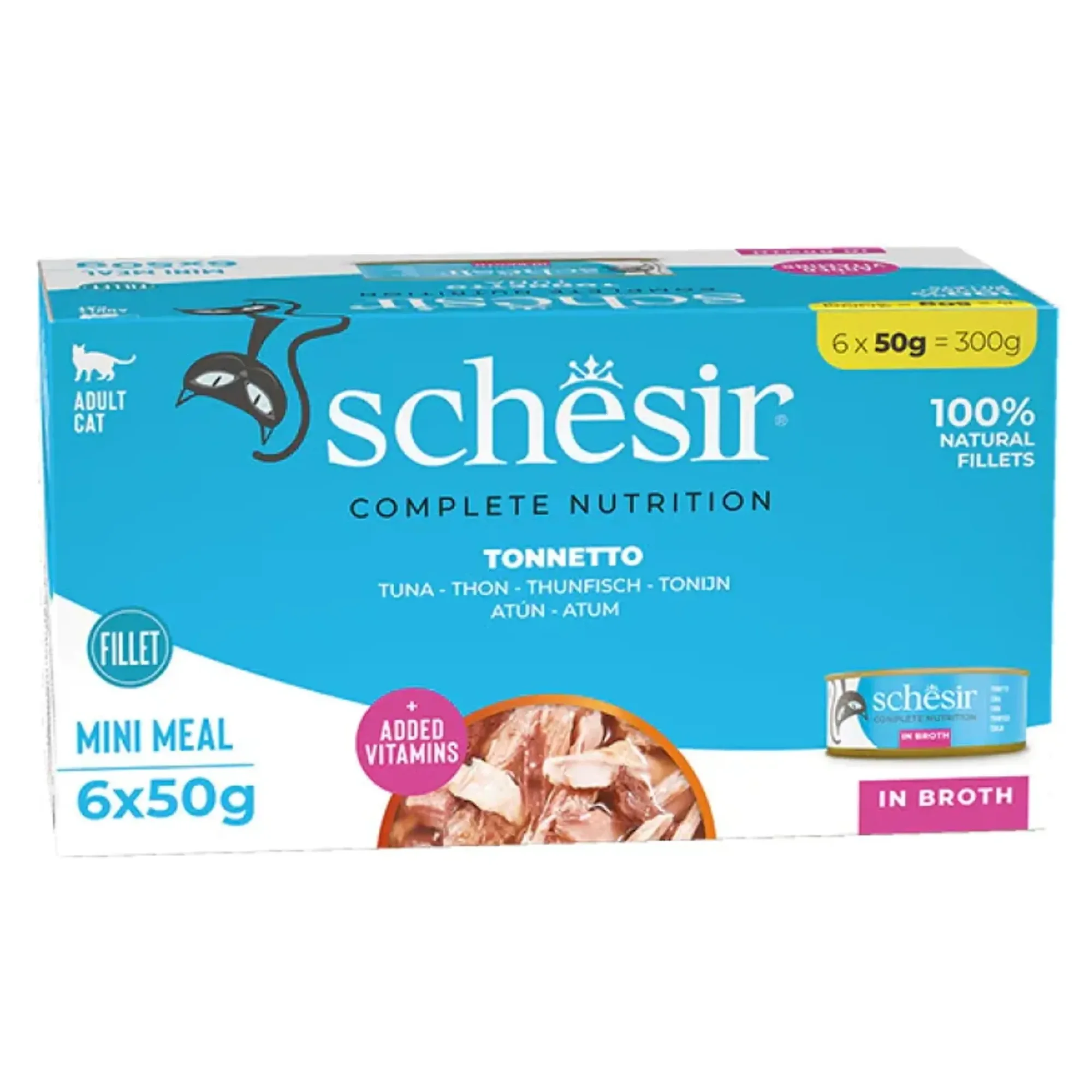 Schesir Schesir Tam ve Dengeli Ton Balıklı Pişirme Suyunda Kedi Konservesi Multipack 6x50g
