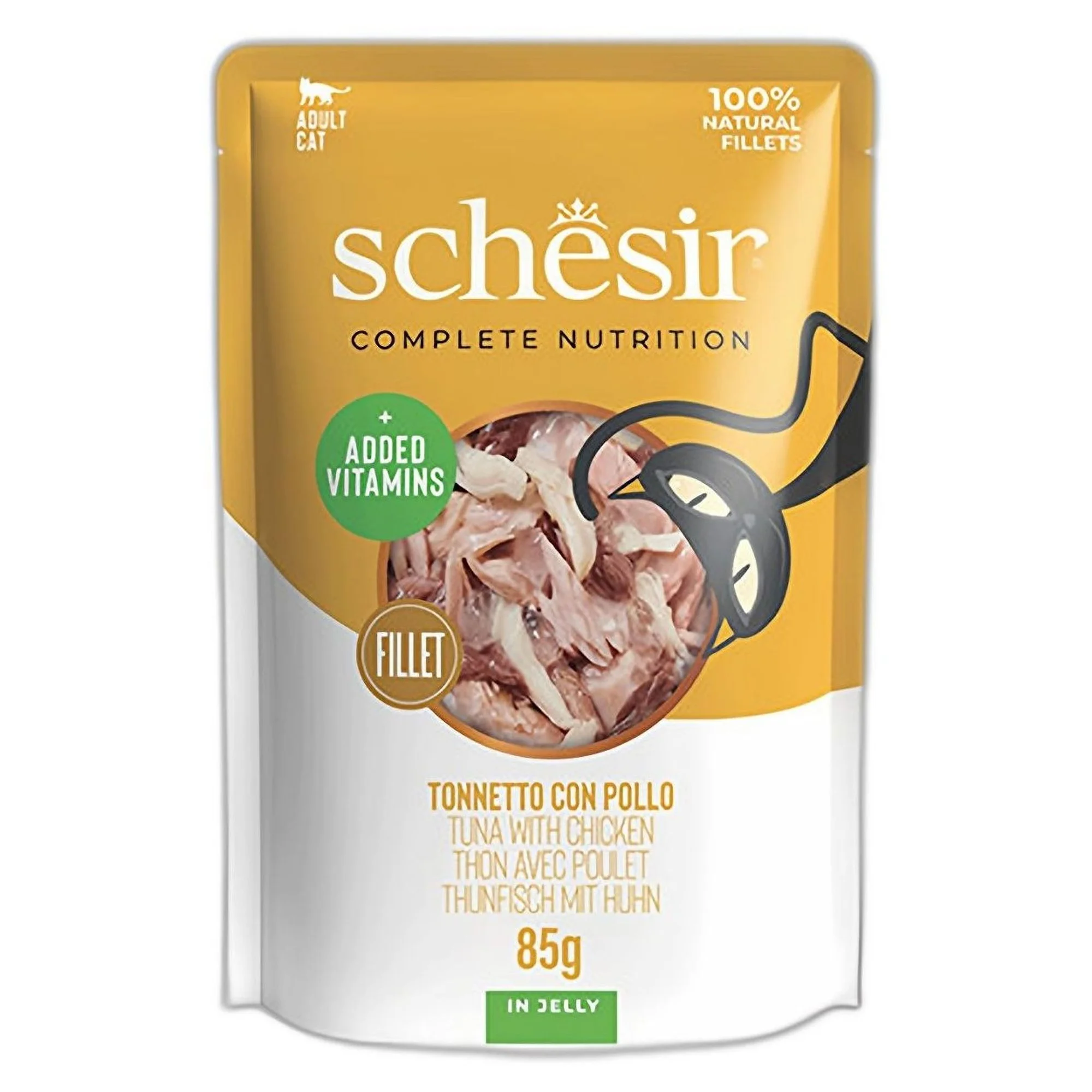 Schesir Schesir Jelly Ton Balıklı ve Tavuklu Jöle İçinde Yetişkin Kedi Pouch 85g