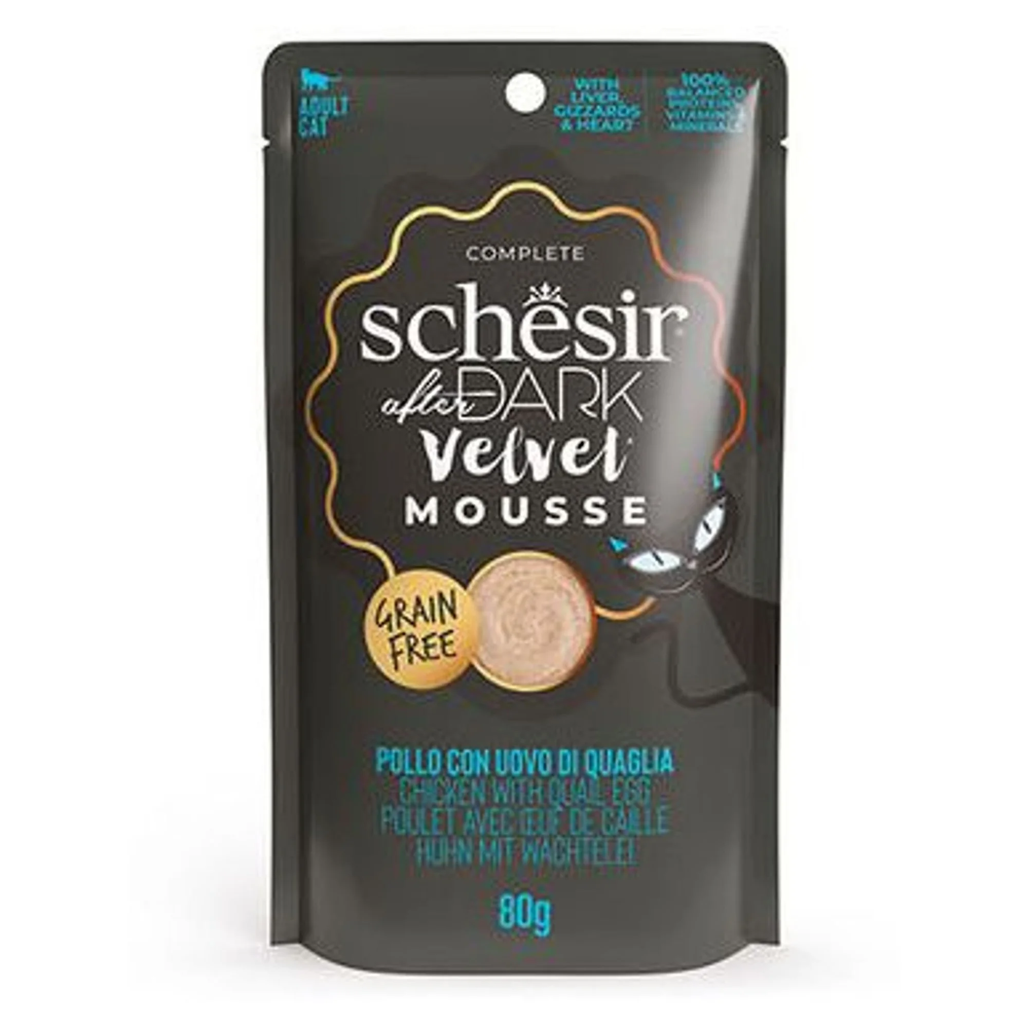 Schesir Schesir After Dark Tavuklu ve Bıldırcın Yumurtalı Pouch Yetişkin Kedi Maması 80 G