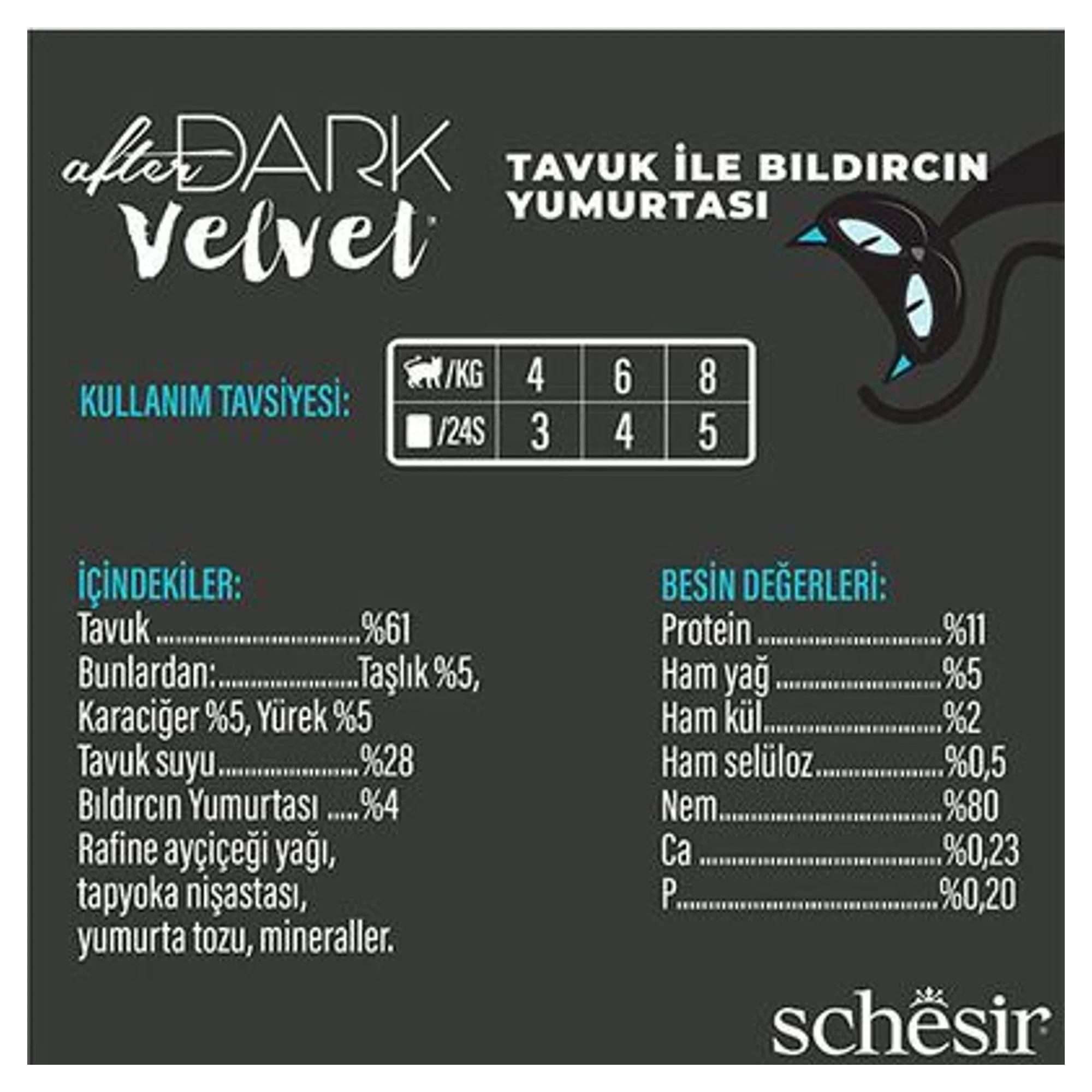 Schesir Schesir After Dark Tavuklu ve Bıldırcın Yumurtalı Pouch Yetişkin Kedi Maması 80 G — Normal, 85 g — Görsel 3