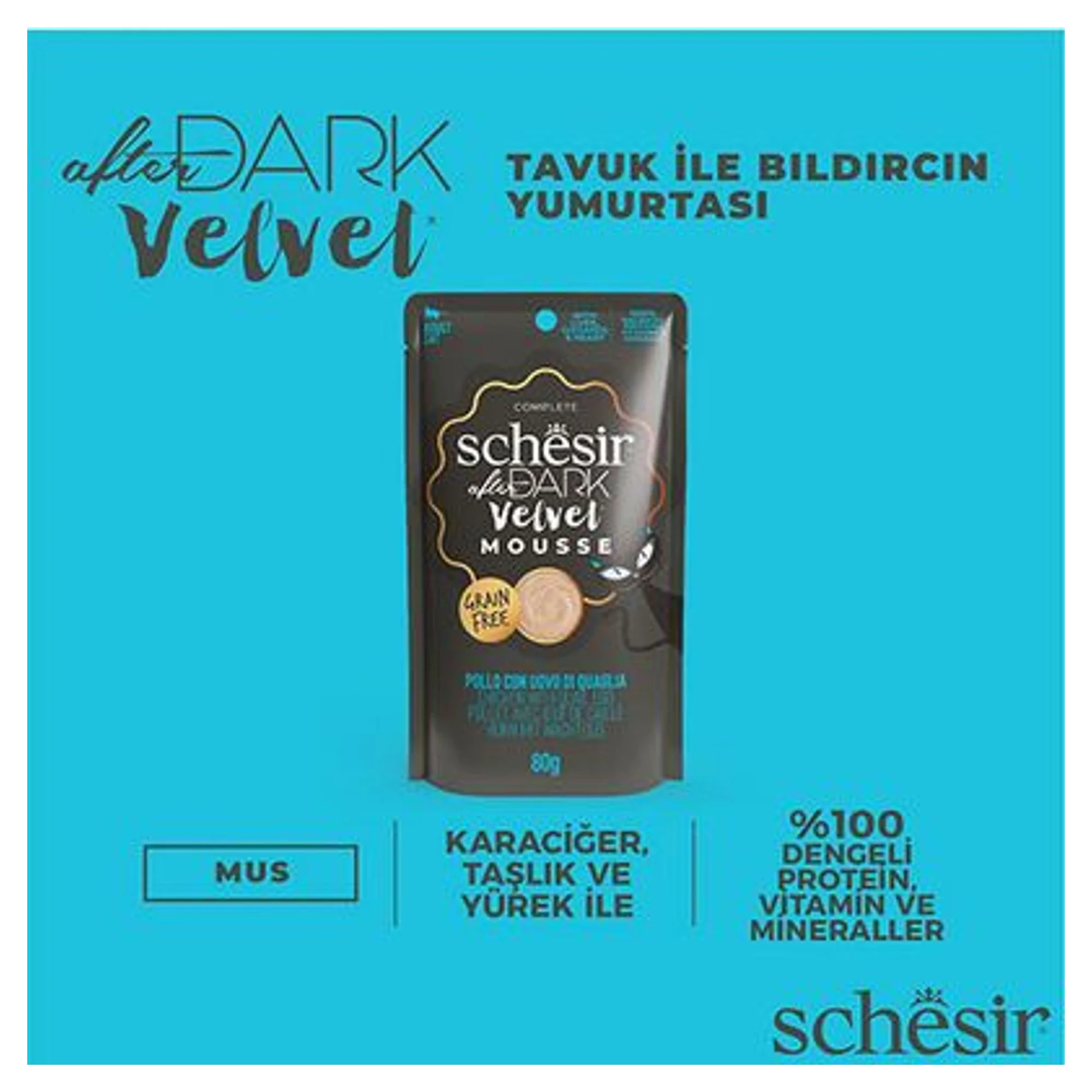 Schesir Schesir After Dark Tavuklu ve Bıldırcın Yumurtalı Pouch Yetişkin Kedi Maması 80 G — Normal, 85 g — Görsel 5