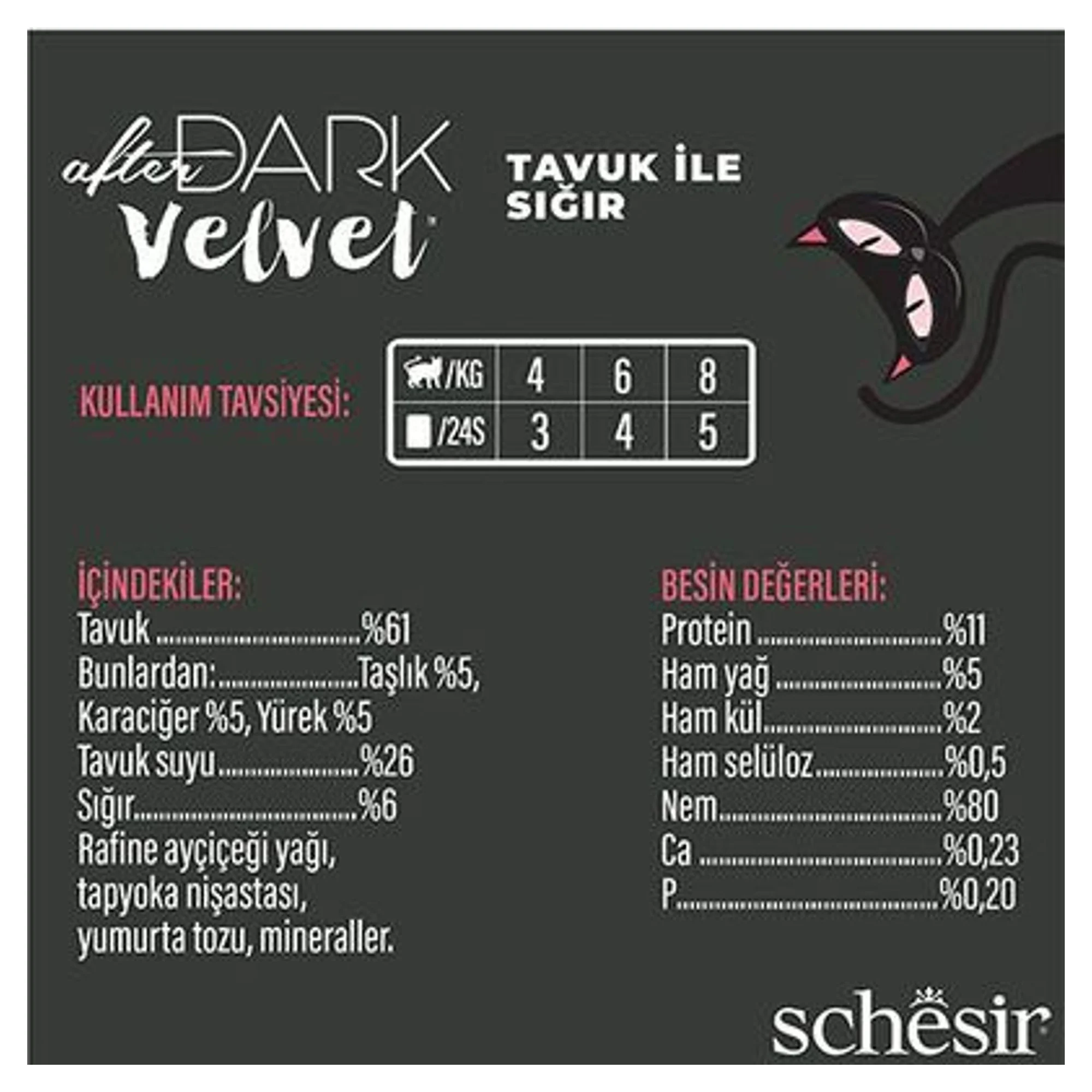Schesir Schesir After Dark Velvet Mousse Tavuklu ve Sığır Etli Yetişkin Kedi Pouch Yaş Maması 80 G — Normal, 85 g — Görsel 3