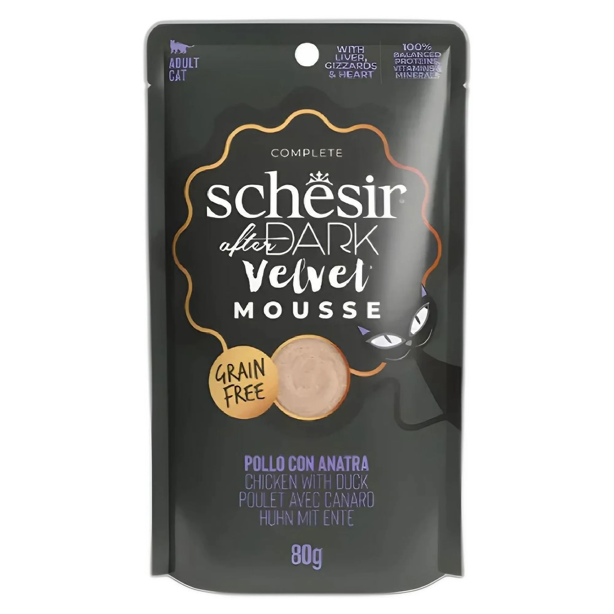 Schesir Schesir After Dark Tavuk ve Ördek Mus Yetişkin Kedi Yaş Mama 80 G