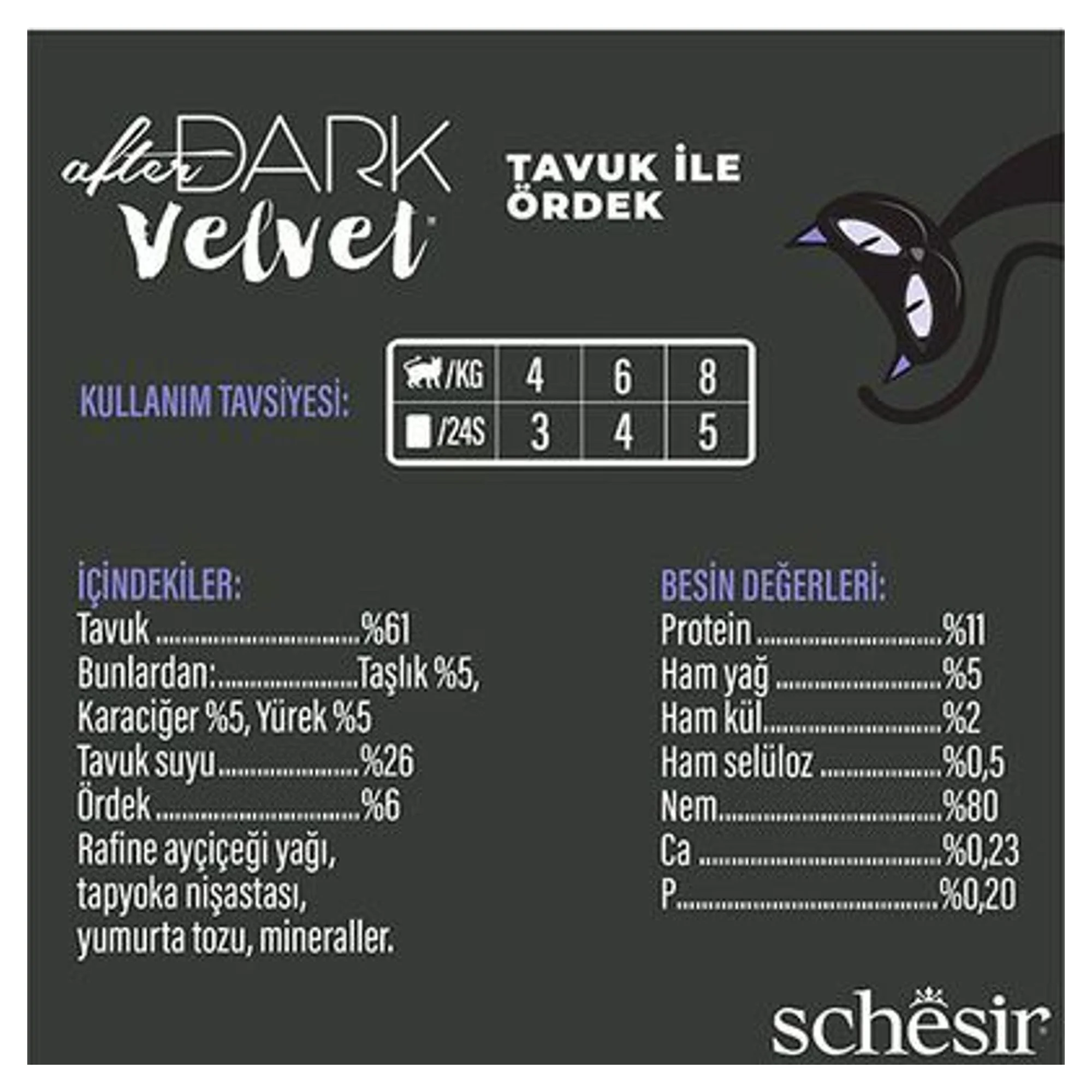Schesir Schesir After Dark Velvet Mousse Tavuklu ve Ördekli Yetişkin Kedi Pouch Yaş Maması 80 G — Normal, 85 g — Görsel 3