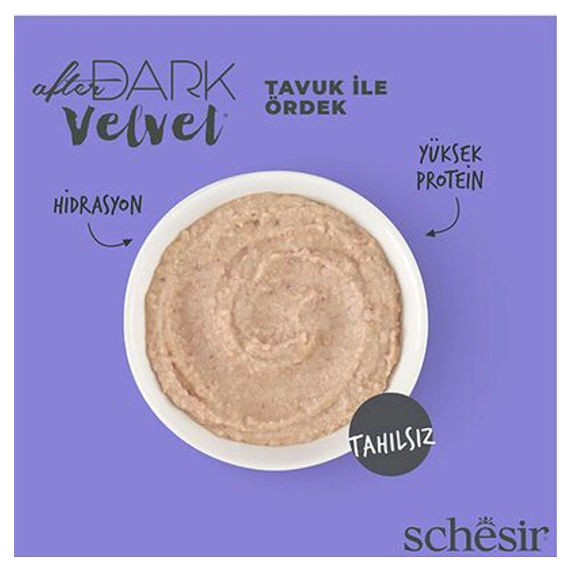 Schesir Schesir After Dark Velvet Mousse Tavuklu ve Ördekli Yetişkin Kedi Pouch Yaş Maması 80 G — Normal, 85 g — Görsel 4