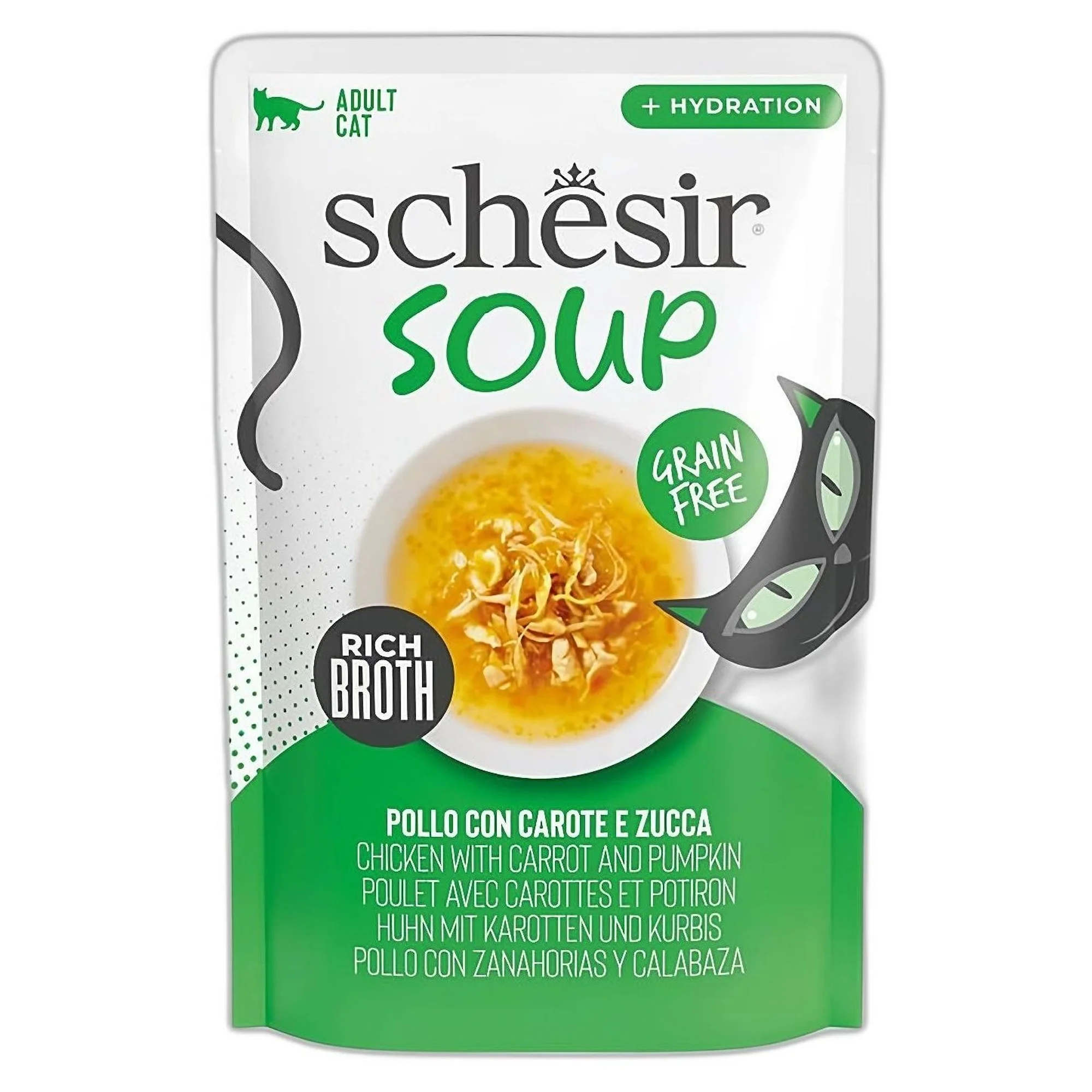 Schesir Schesir Soup Tavuk ile Bal Kabağı Yetişkin Kedi Çorbası Pouch 40G
