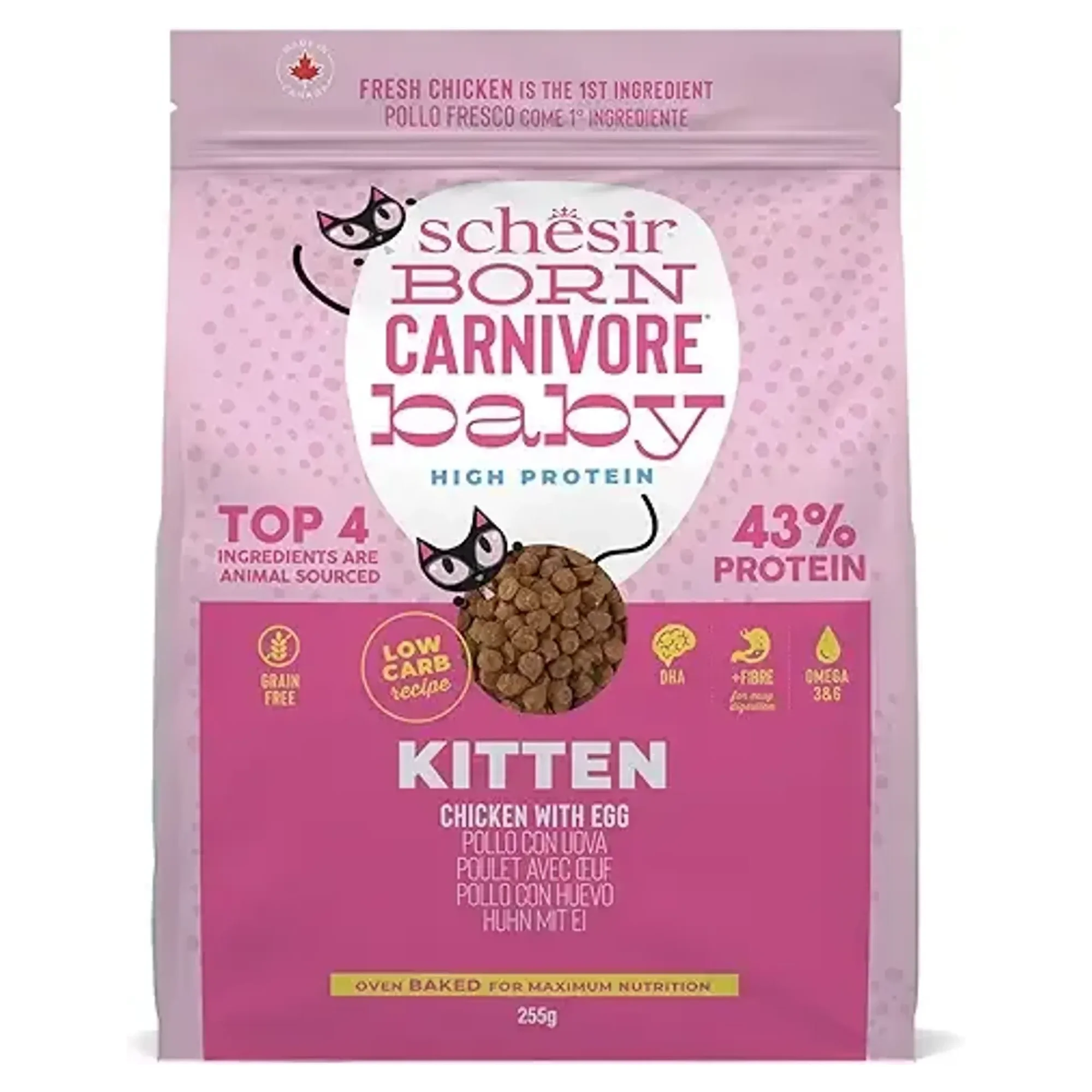 Schesir Schesir Dry BornCarnivore Tavuk & Yumurta Yavru Kedi Maması 255G