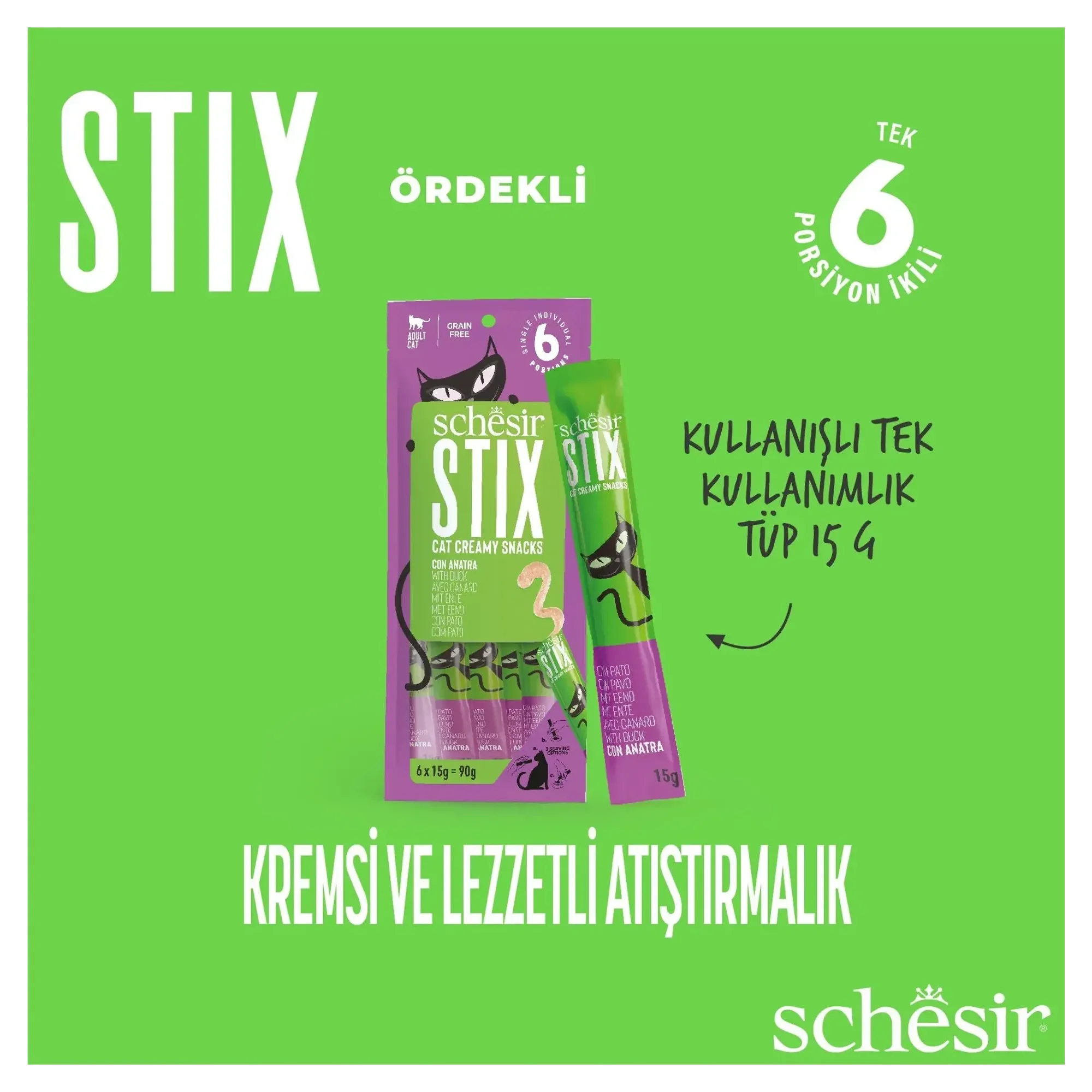 Schesir Schesir Stix Ördekli Krem Ödül Maması 12x6x15G — 90 g — Görsel 4