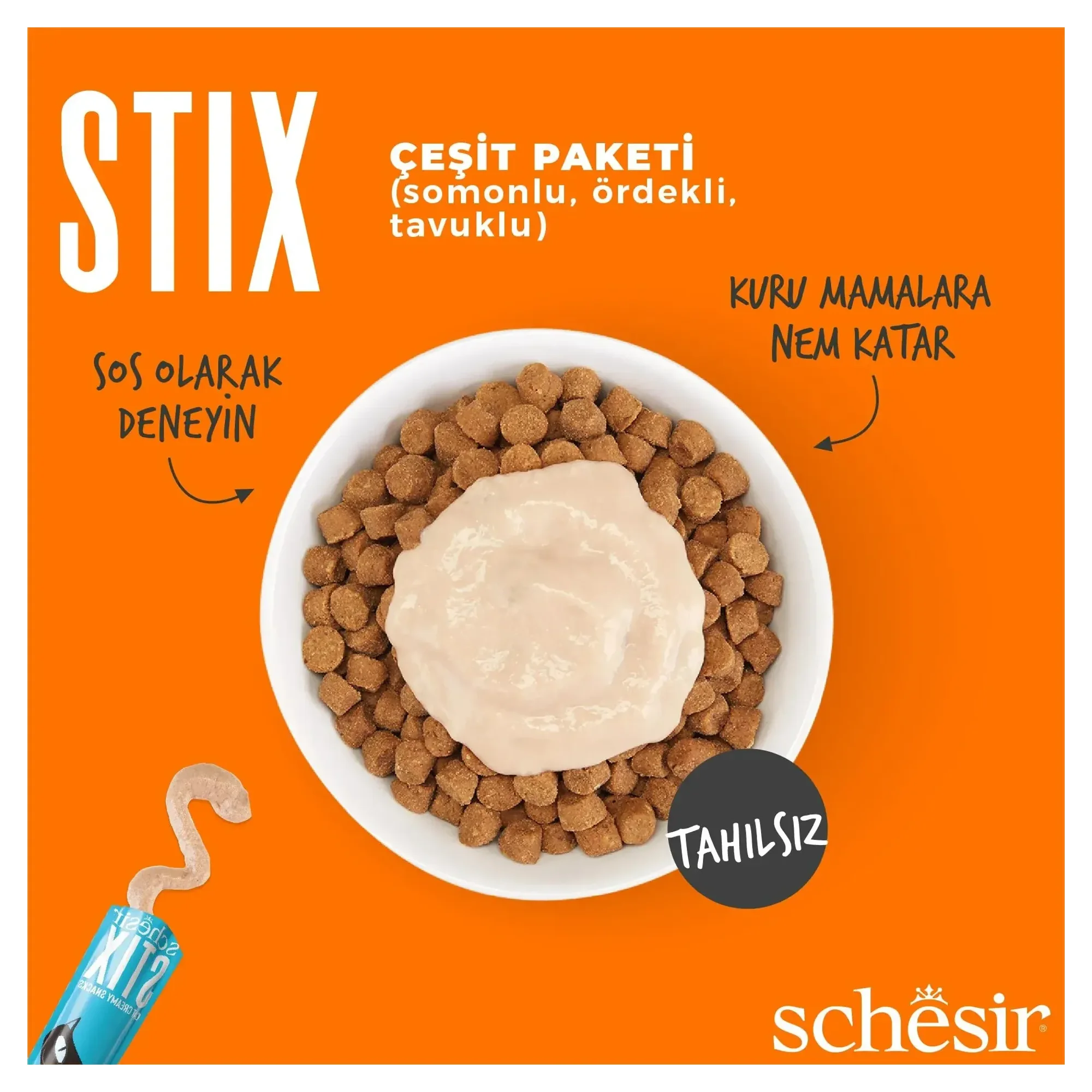 Schesir Schesir Stix Tavuklu & Somonlu & Ördekli Mix Krem Ödül Maması 12x6x15G — 100 g — Görsel 3