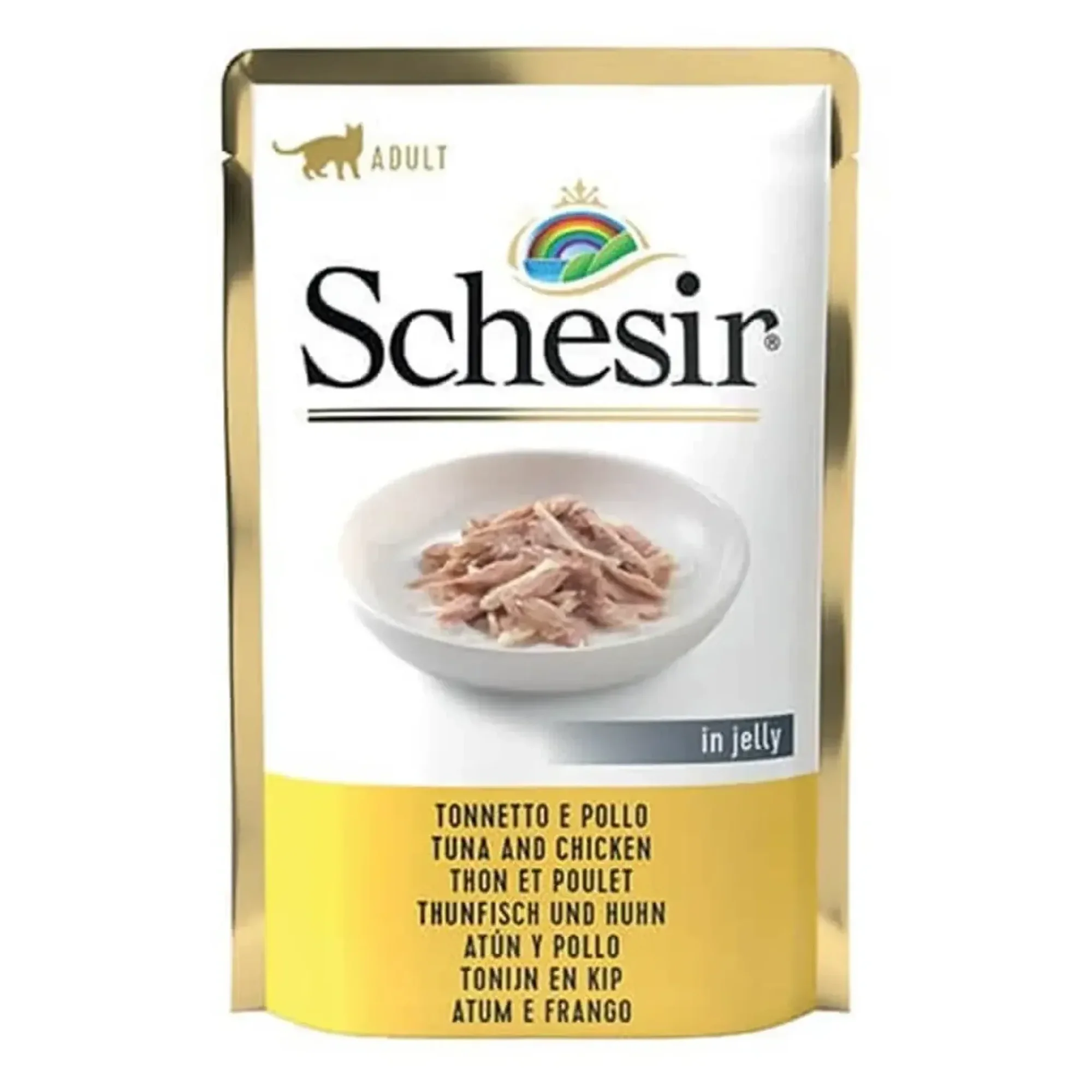 Schesir Schesir Jelly Ton Balıklı ve Tavuklu Jöle İçinde Yetişkin Kedi Pouch 85G