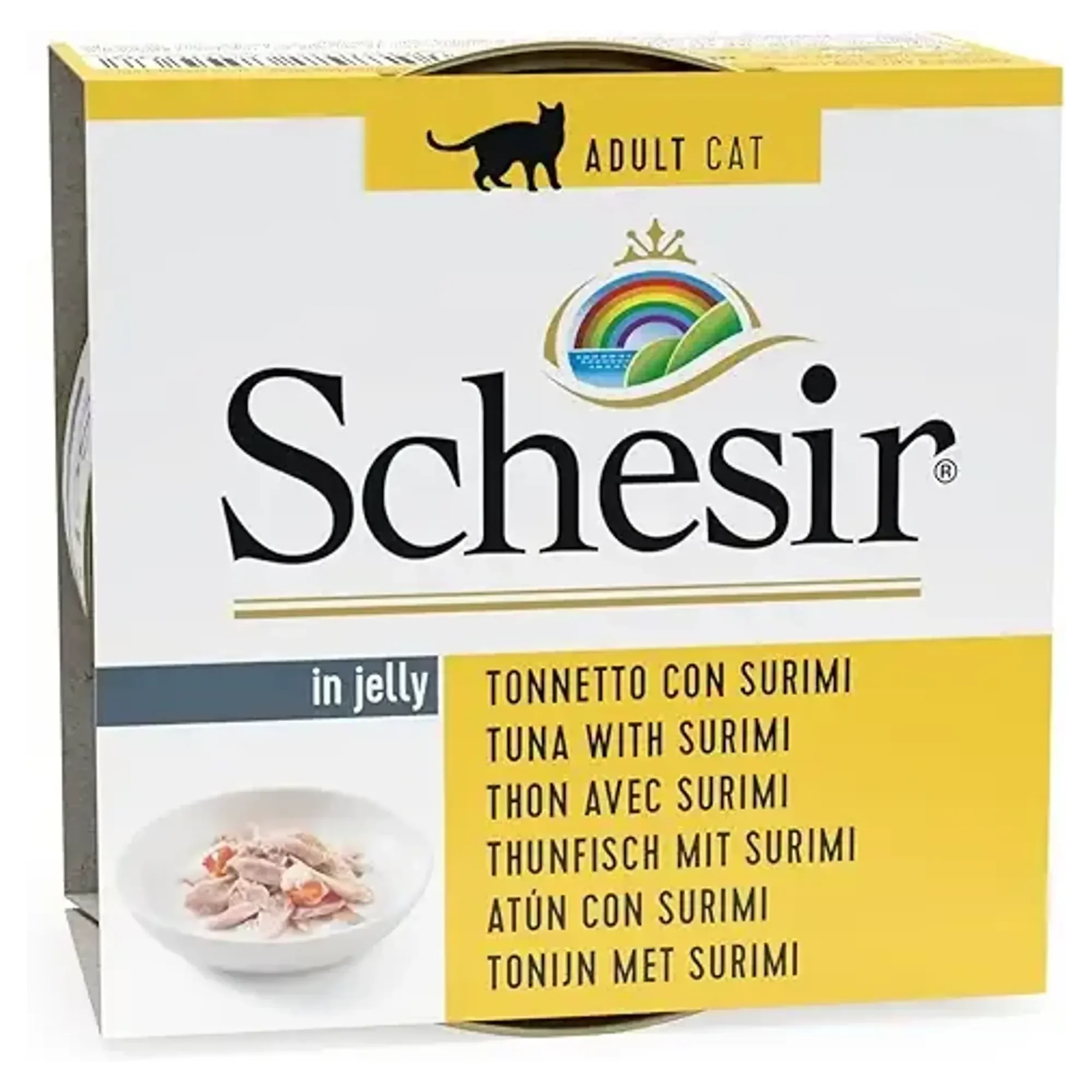 Schesir Schesir Jelly Ton Balığı ve Surimi Jöle İçinde Yetişkin Kedi Konservesi 85G