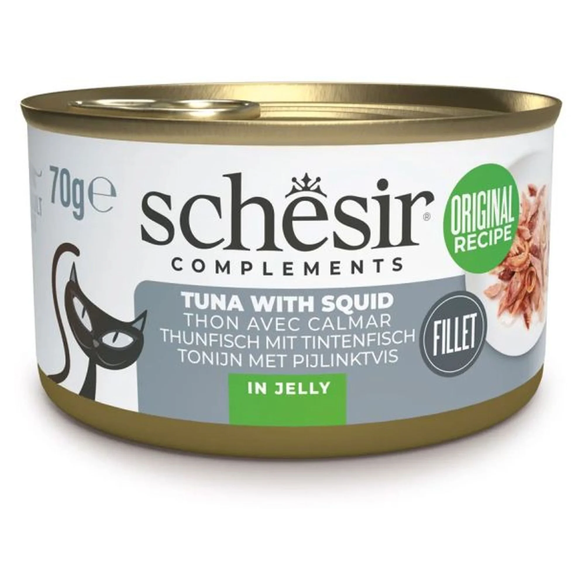 Schesir Schesir Jelly Ton Balığı ve Kalamar Jöle İçinde Yetişkin Kedi Konservesi 85G